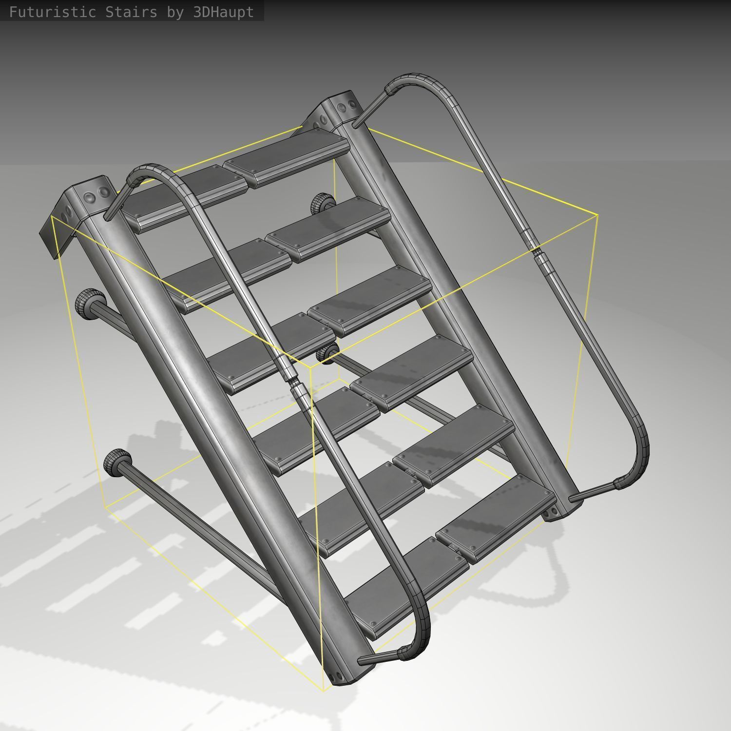 Futuristic Stairs - 17 - Basic Textures Low-poly 3D model_5
