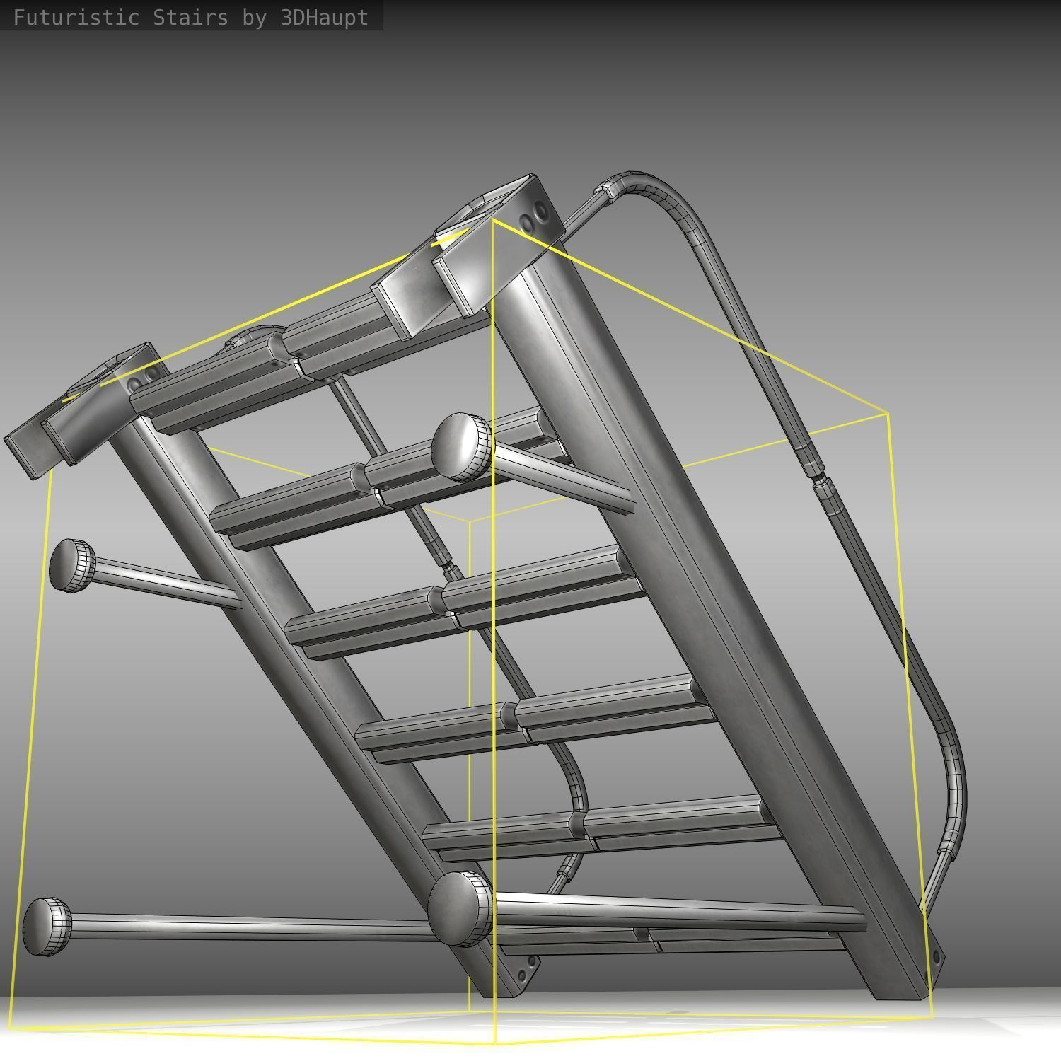 Futuristic Stairs - 17 - Basic Textures Low-poly 3D model_20