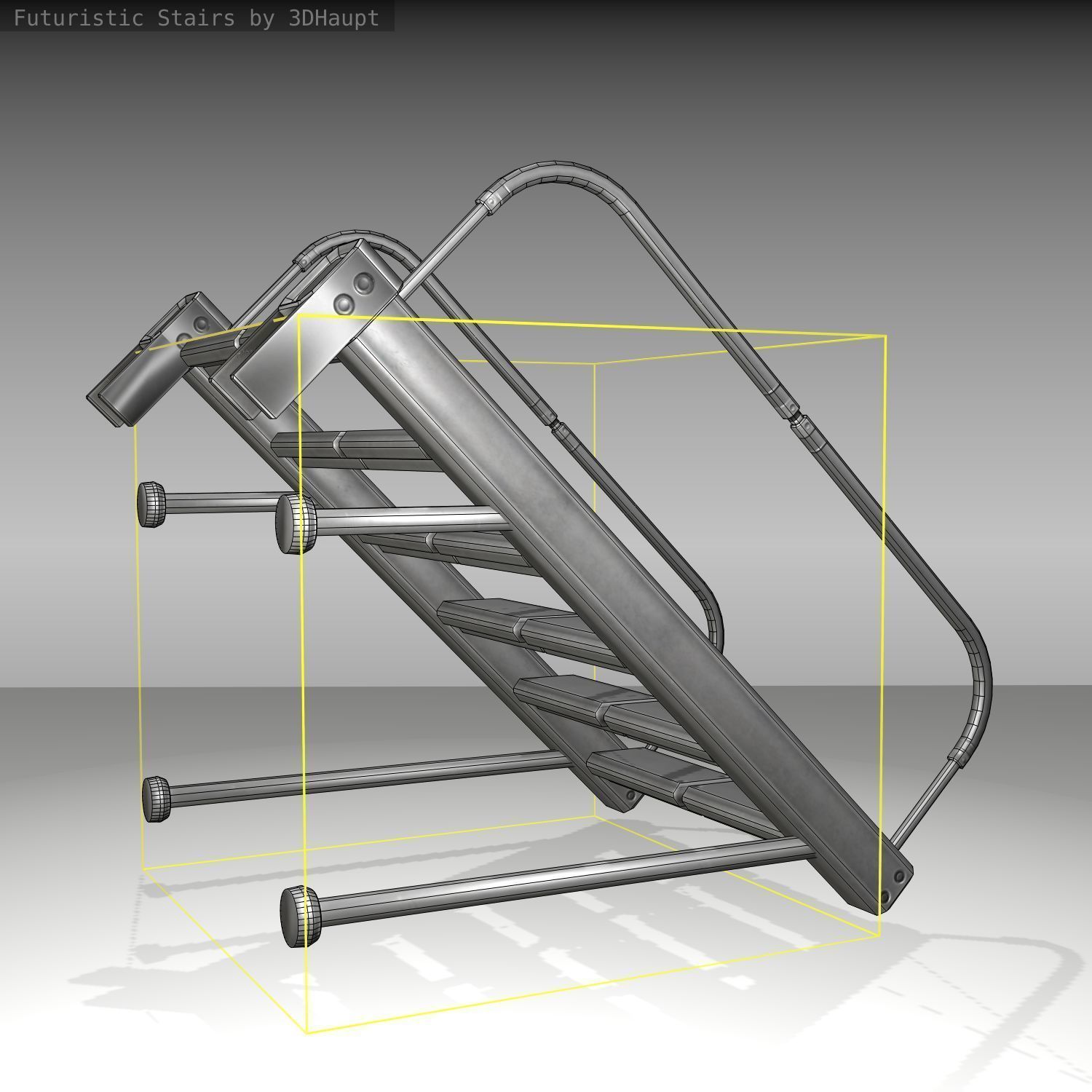 Futuristic Stairs - 17 - Basic Textures Low-poly 3D model_11