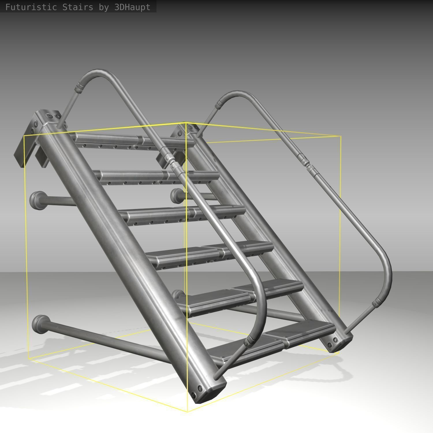 Futuristic Stairs - 17 - Basic Textures Low-poly 3D model_12