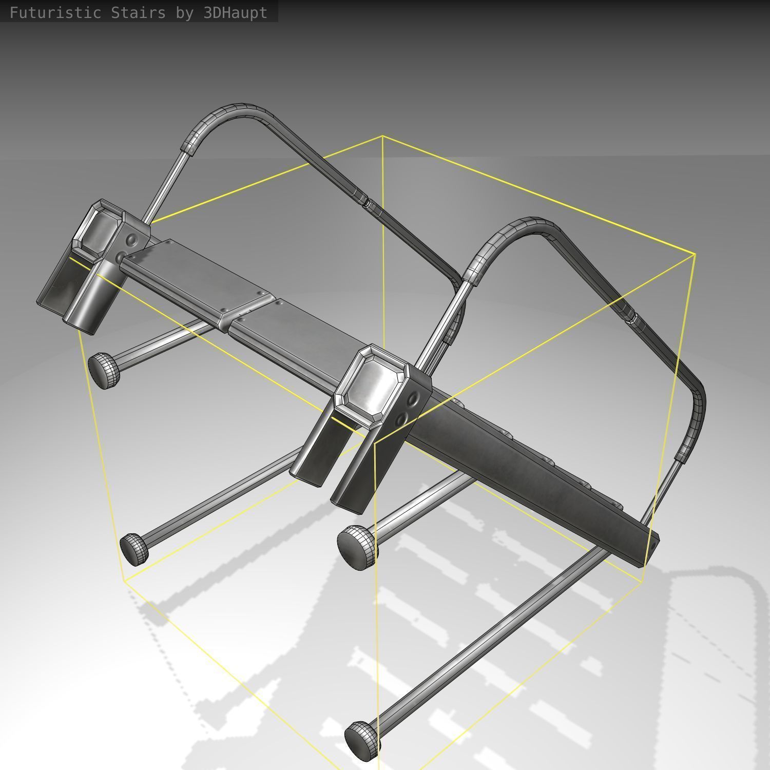 Futuristic Stairs - 17 - Basic Textures Low-poly 3D model_3