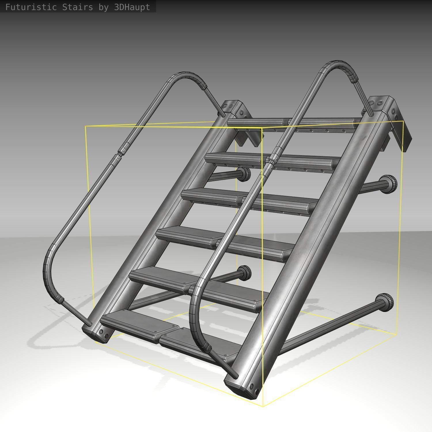 Futuristic Stairs - 17 - Basic Textures Low-poly 3D model_22