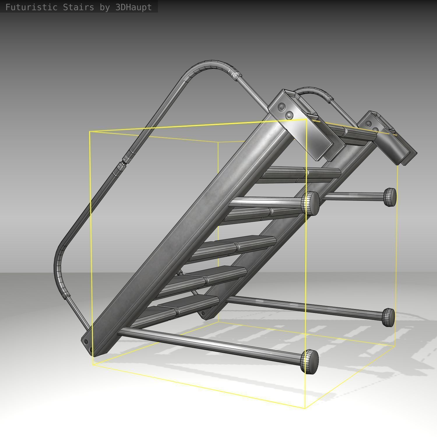 Futuristic Stairs - 17 - Basic Textures Low-poly 3D model_9