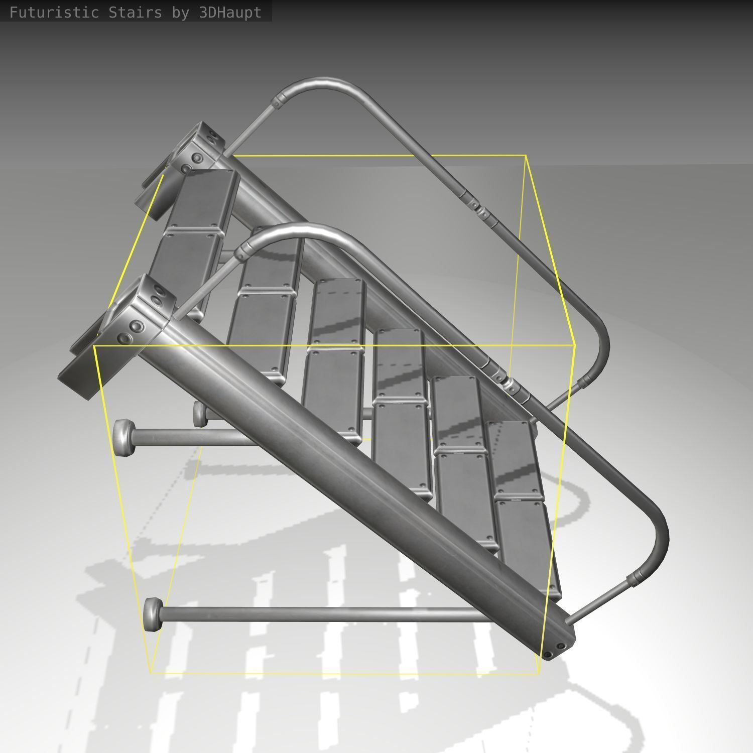 Futuristic Stairs - 17 - Basic Textures Low-poly 3D model_4
