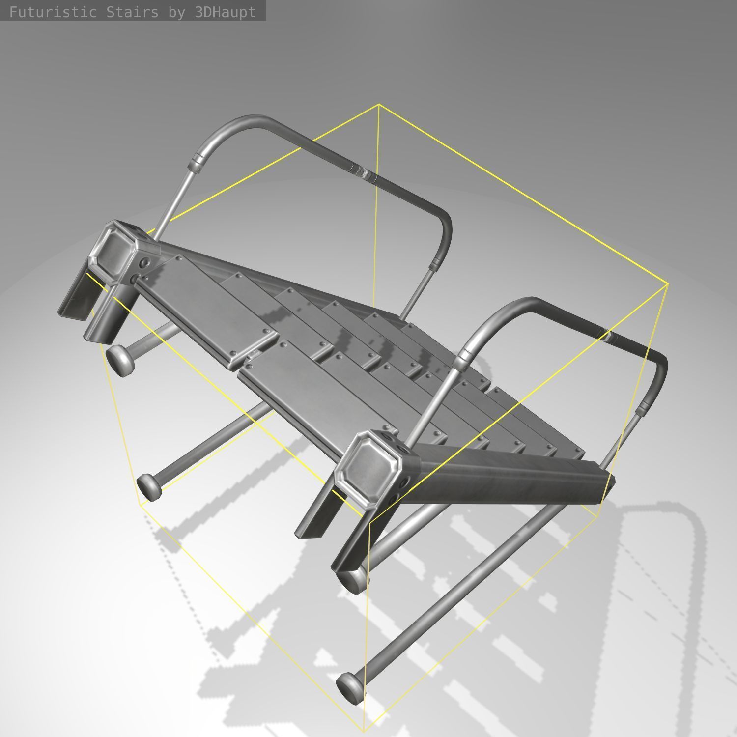 Futuristic Stairs - 17 - Basic Textures Low-poly 3D model_17