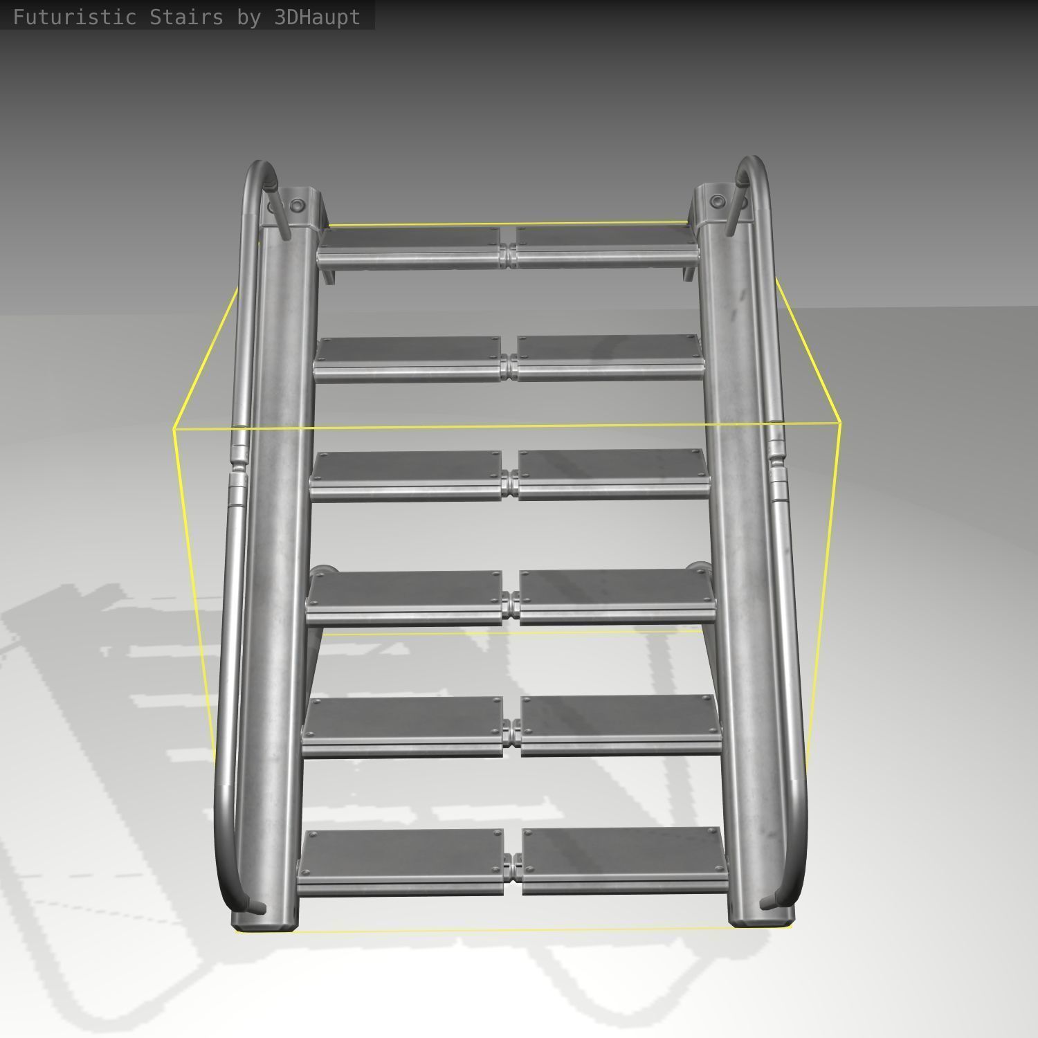 Futuristic Stairs - 17 - Basic Textures Low-poly 3D model_6