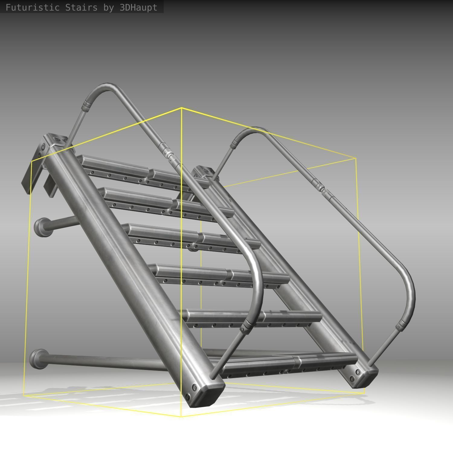 Futuristic Stairs - 17 - Basic Textures Low-poly 3D model_21