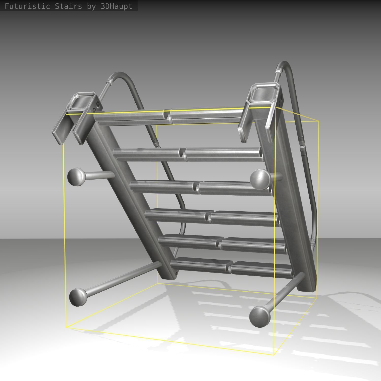 Futuristic Stairs - 17 - Basic Textures Low-poly 3D model_10