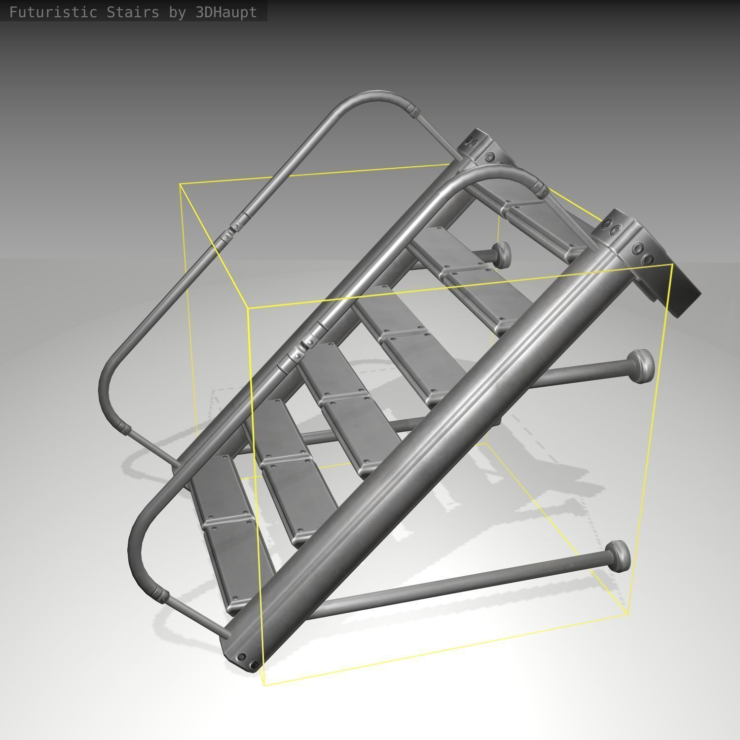 Futuristic Stairs - 17 - Basic Textures Low-poly 3D model_23