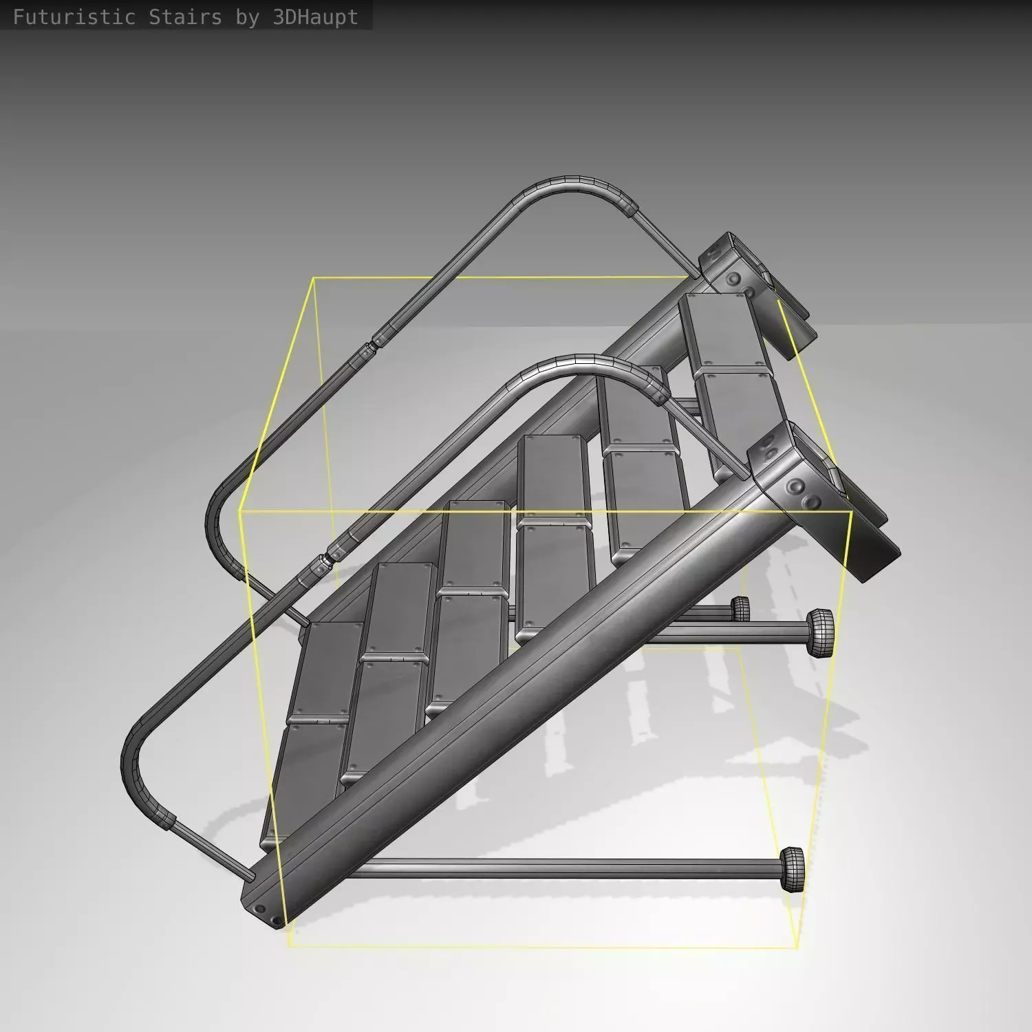 Futuristic Stairs - 17 - Basic Textures Low-poly 3D model_0