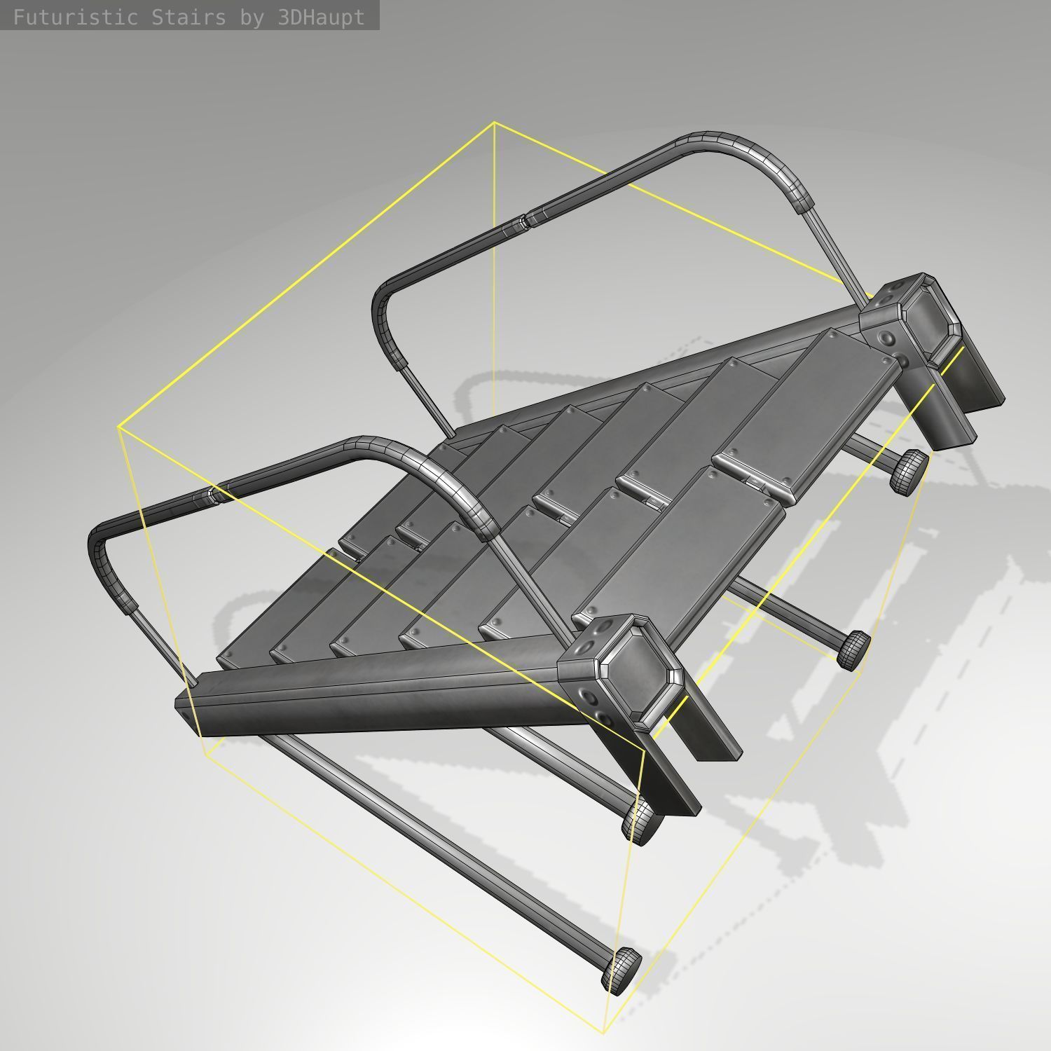 Futuristic Stairs - 17 - Basic Textures Low-poly 3D model_16