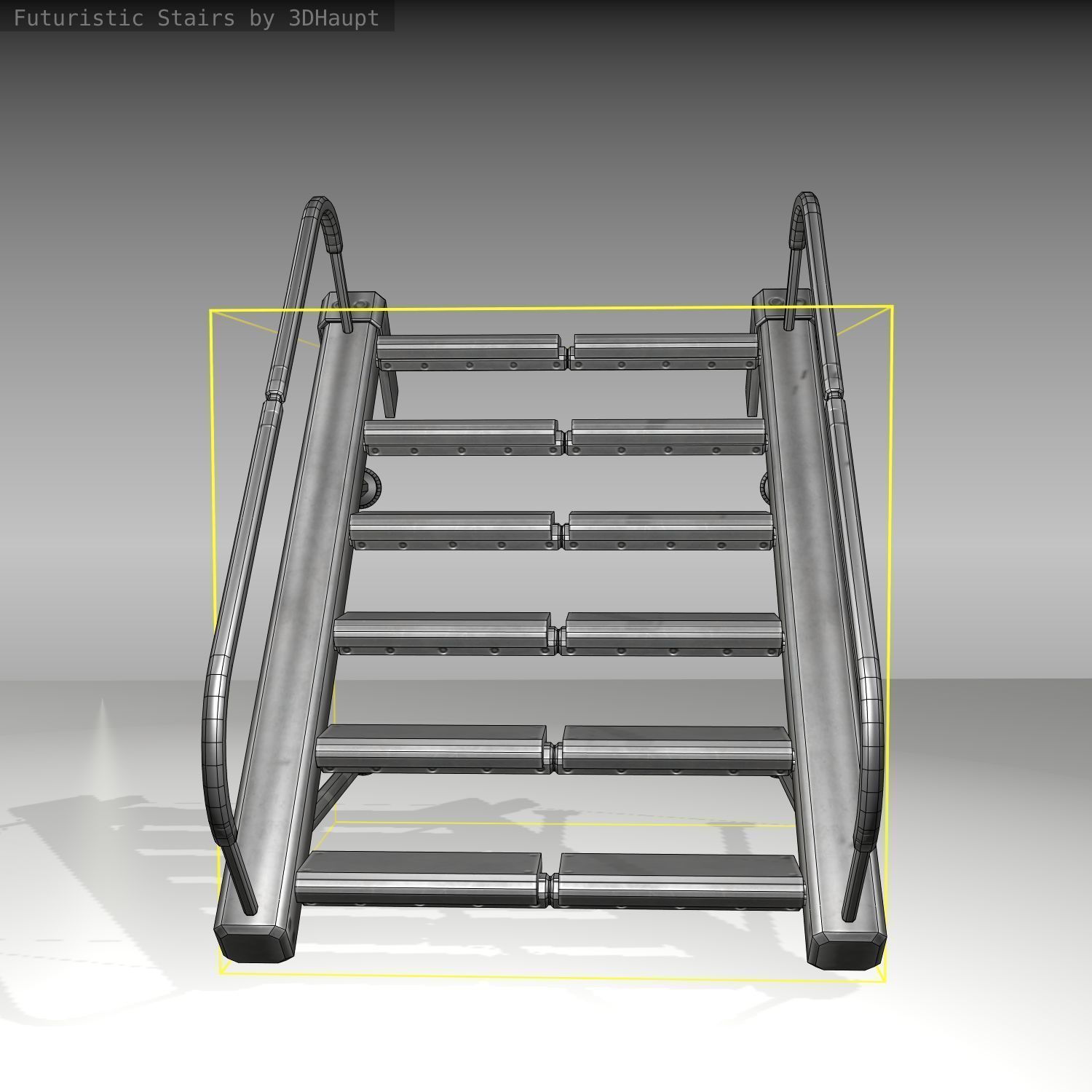 Futuristic Stairs - 17 - Basic Textures Low-poly 3D model_13