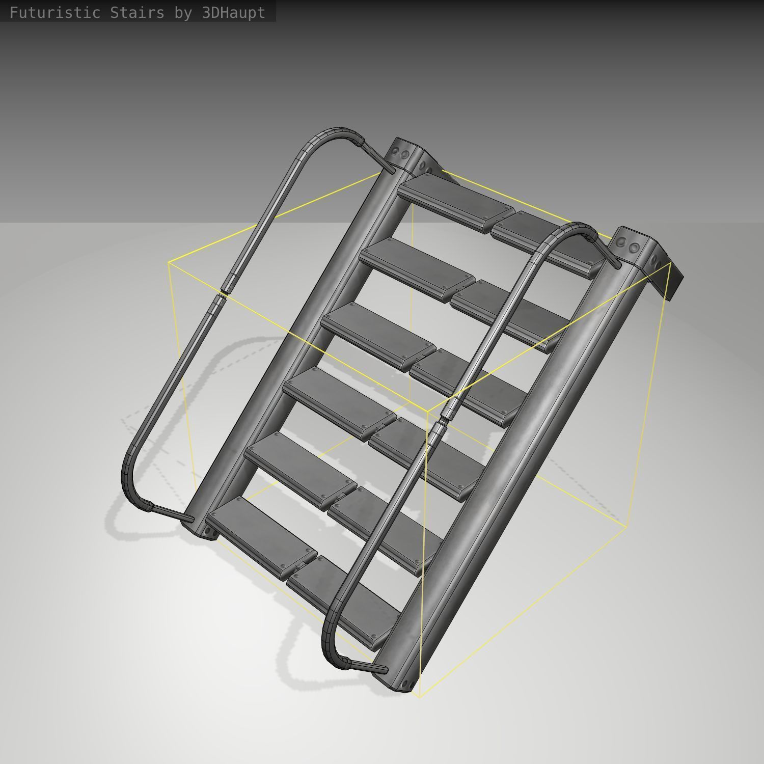 Futuristic Stairs - 17 - Basic Textures Low-poly 3D model_24
