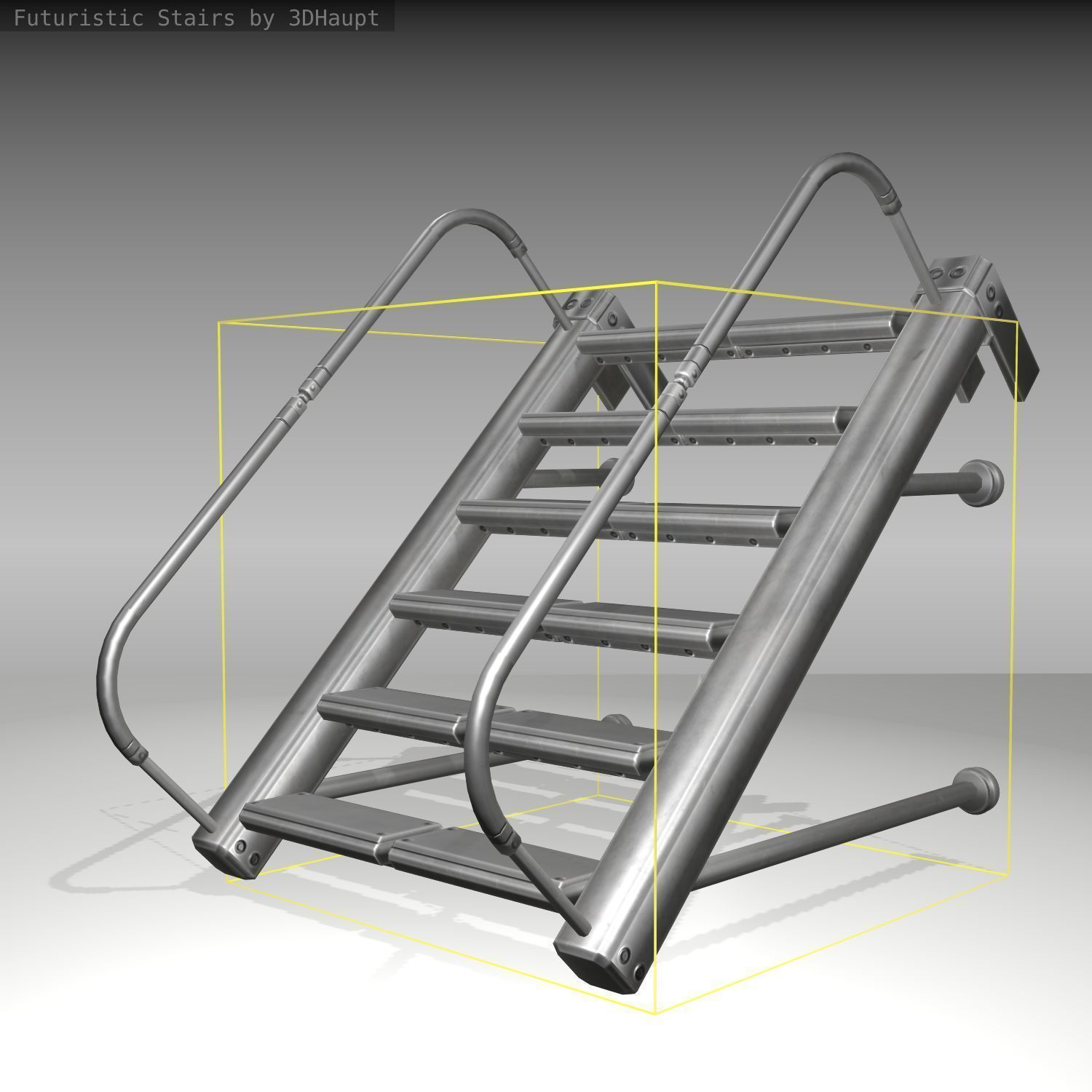 Futuristic Stairs - 17 - Basic Textures Low-poly 3D model_8
