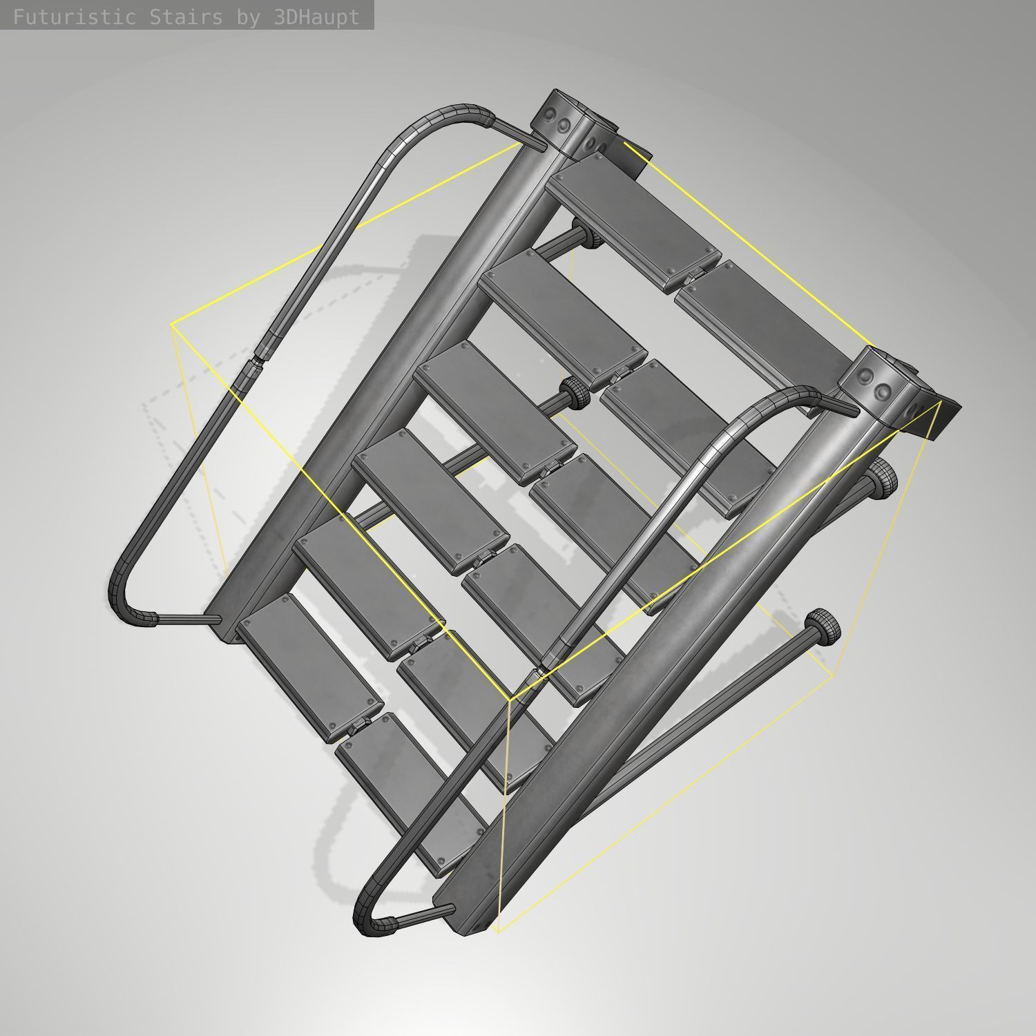Futuristic Stairs - 17 - Basic Textures Low-poly 3D model_15