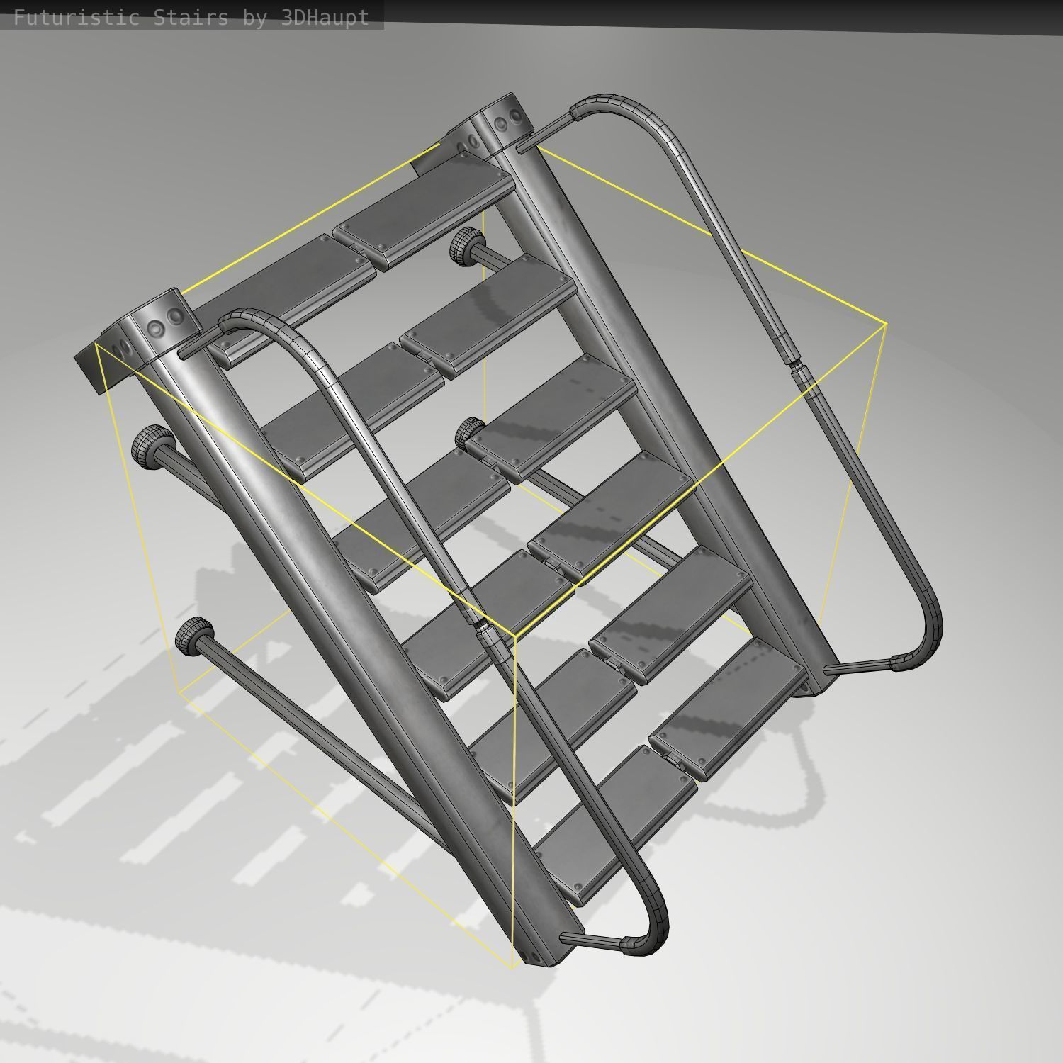 Futuristic Stairs - 17 - Basic Textures Low-poly 3D model_18