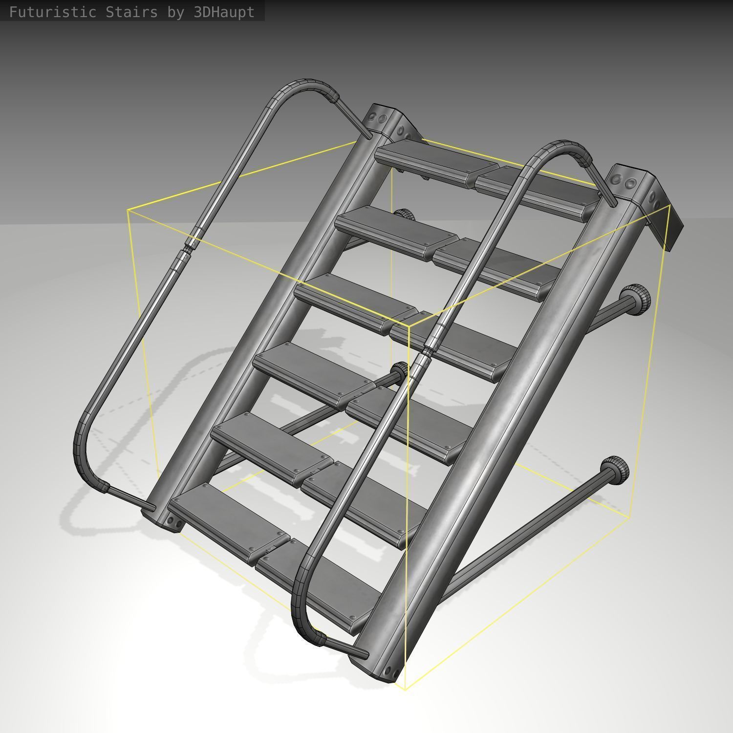 Futuristic Stairs - 17 - Basic Textures Low-poly 3D model_7