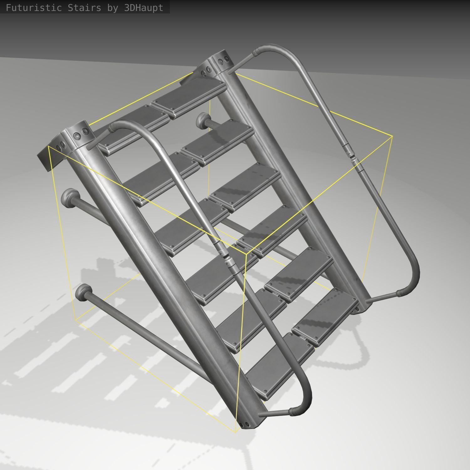 Futuristic Stairs - 17 - Basic Textures Low-poly 3D model_19