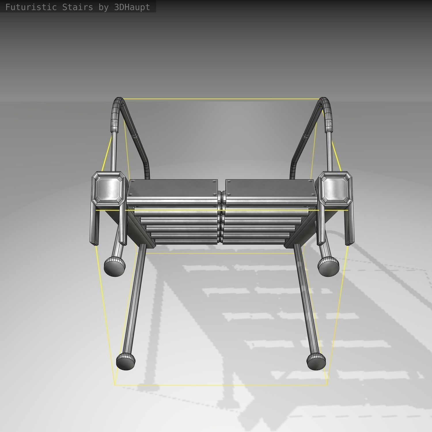 Futuristic Stairs - 17 - Basic Textures Low-poly 3D model_2