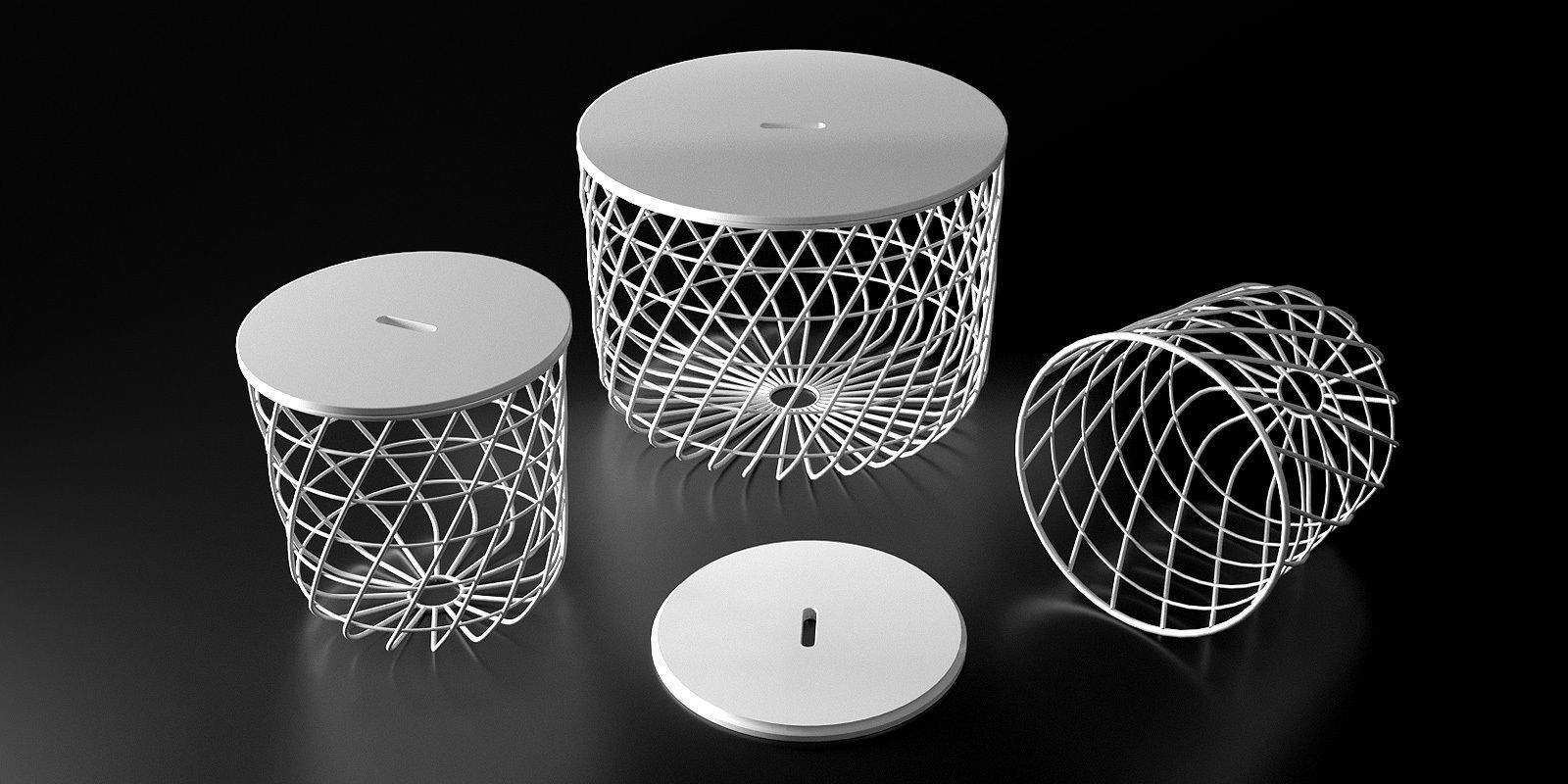 Tables collection two side 3D model_4