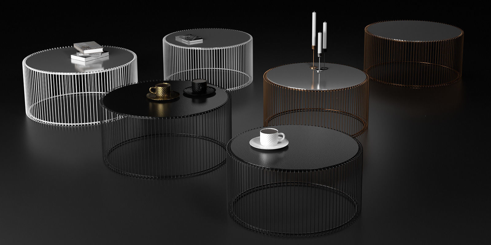 Tables collection two side 3D model_43