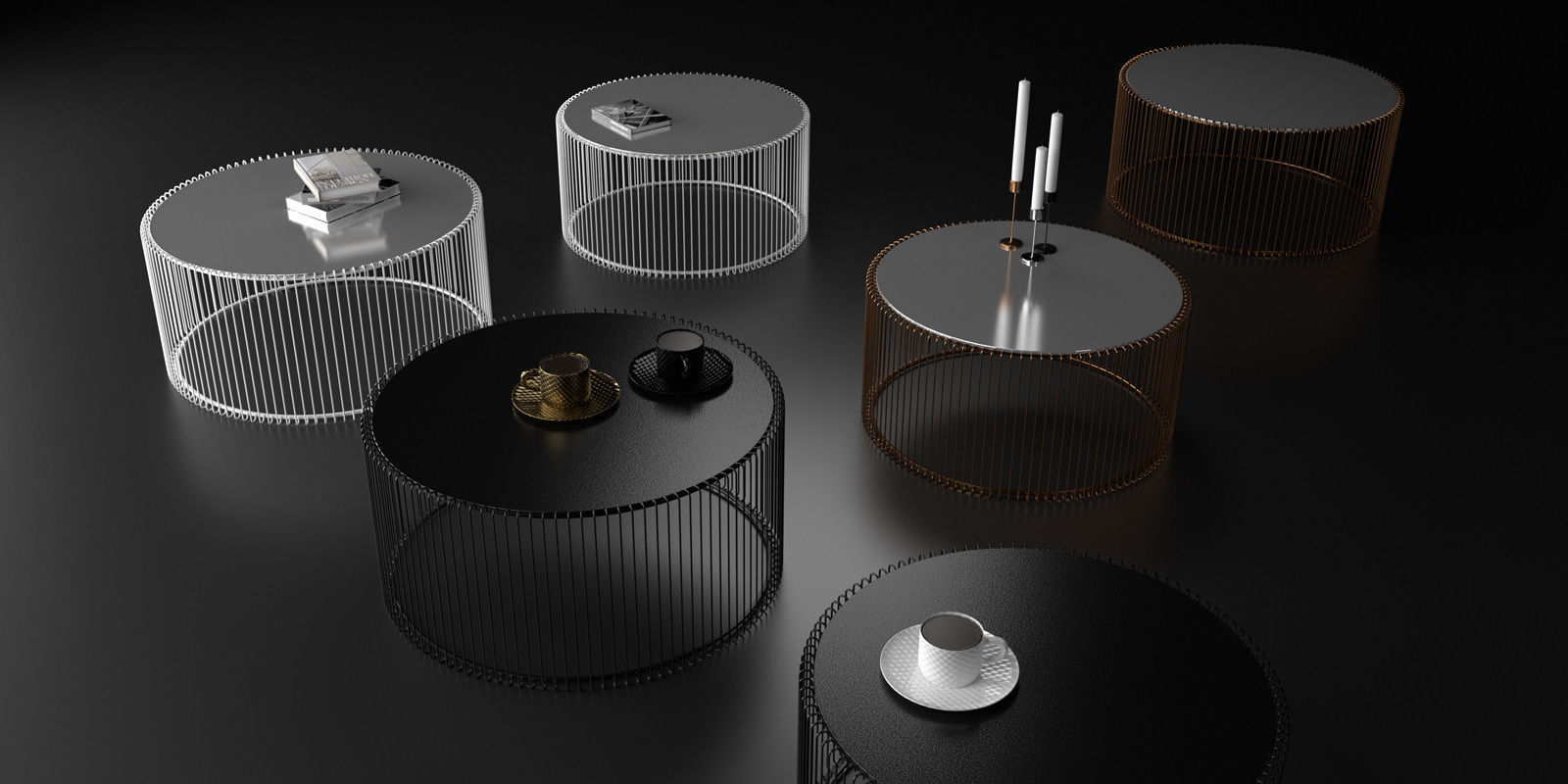 Tables collection two side 3D model_3