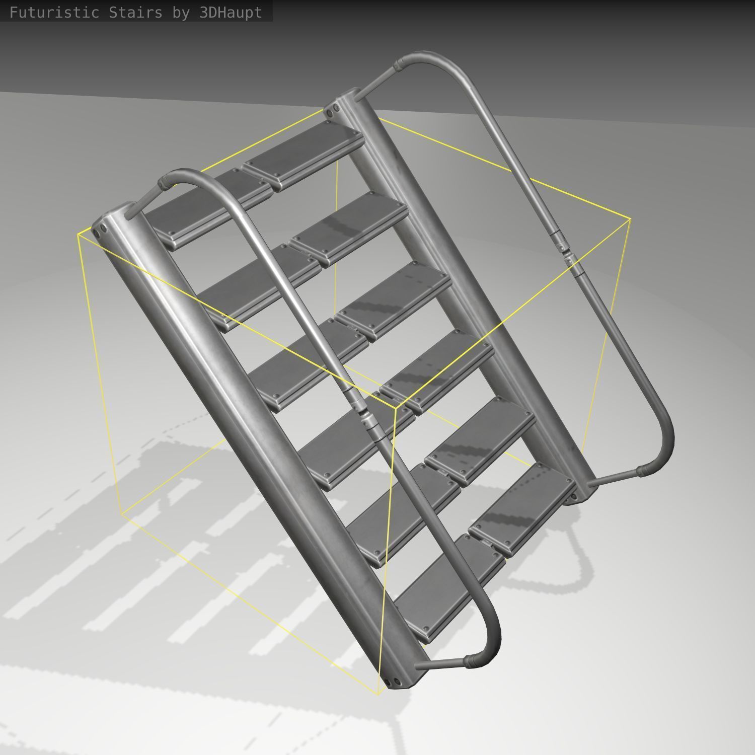 Futuristic Stairs - 19 - Basic Textures Low-poly 3D model_19