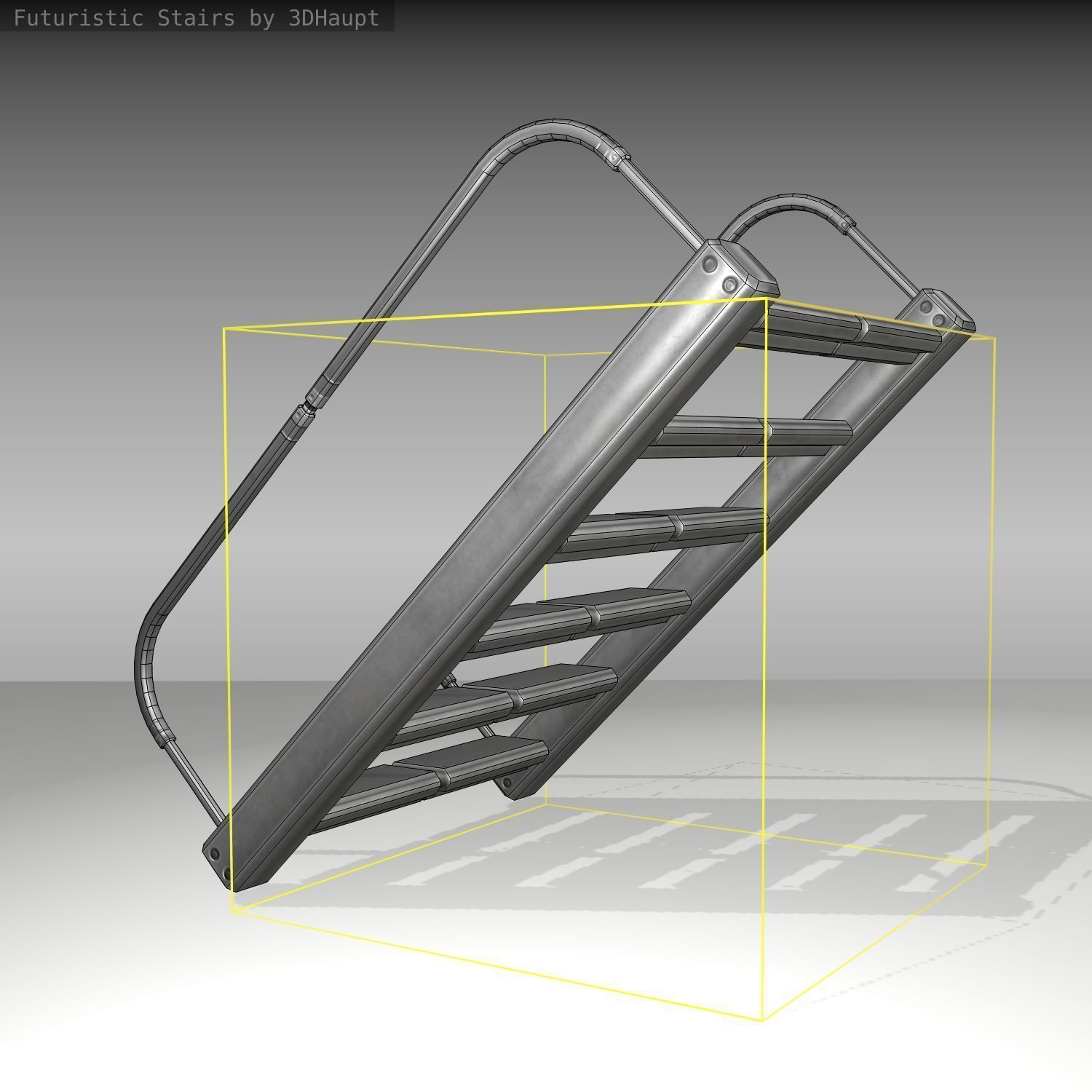 Futuristic Stairs - 19 - Basic Textures Low-poly 3D model_9