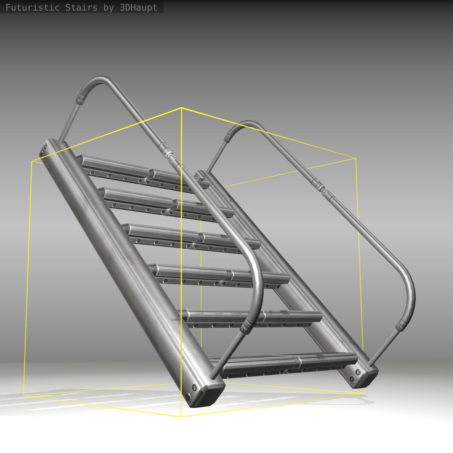 Futuristic Stairs - 19 - Basic Textures Low-poly 3D model_21