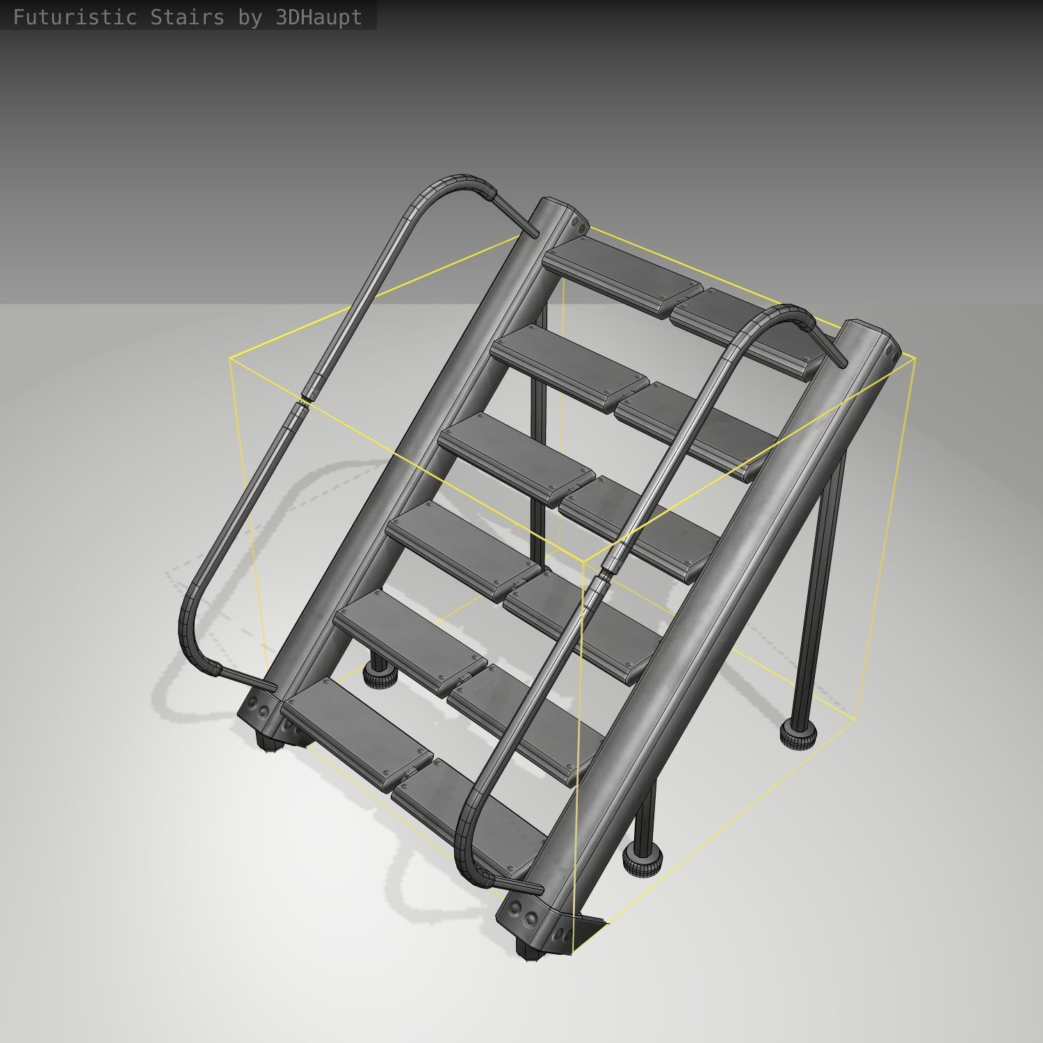 Futuristic Stairs - 19 - Basic Textures Low-poly 3D model_24