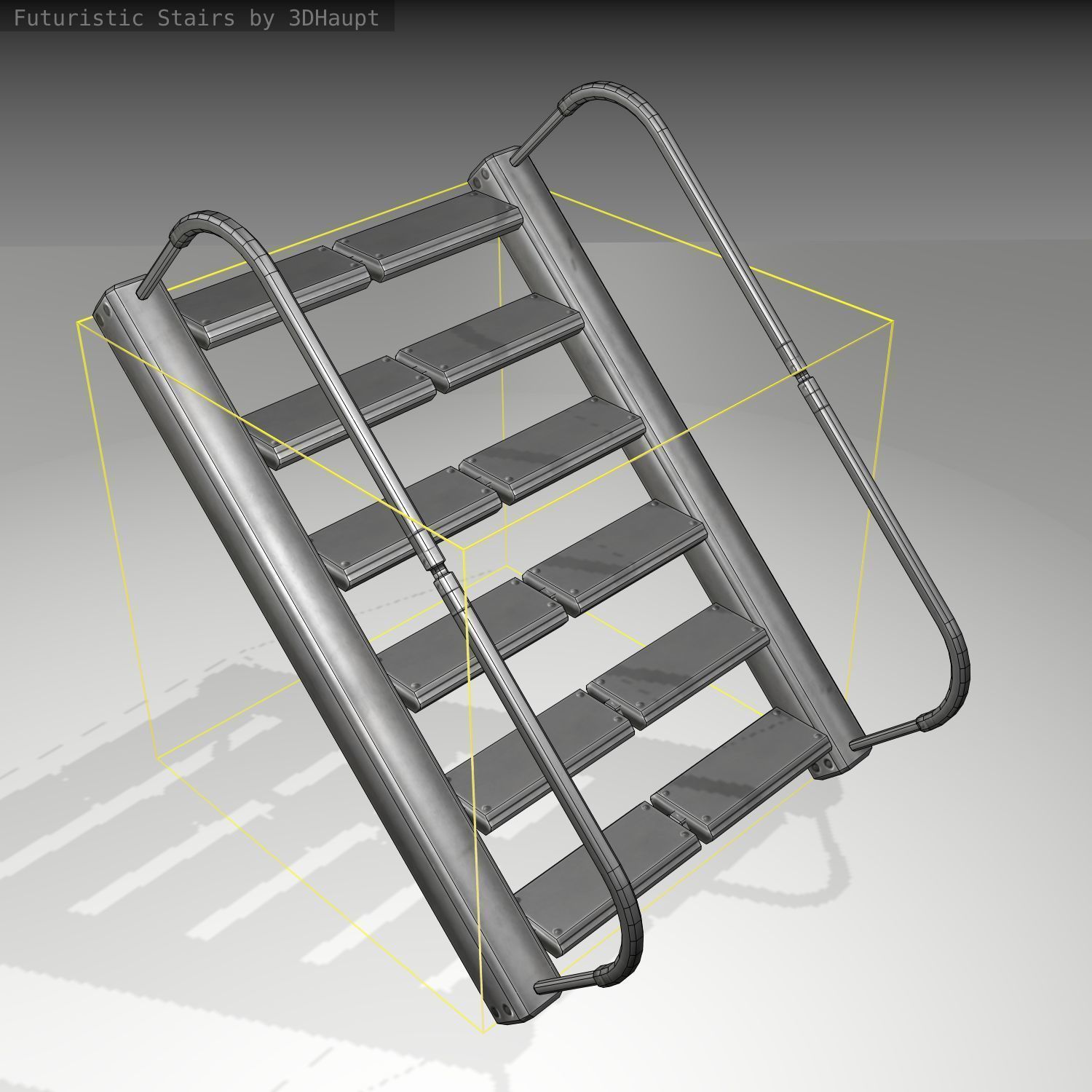 Futuristic Stairs - 19 - Basic Textures Low-poly 3D model_5