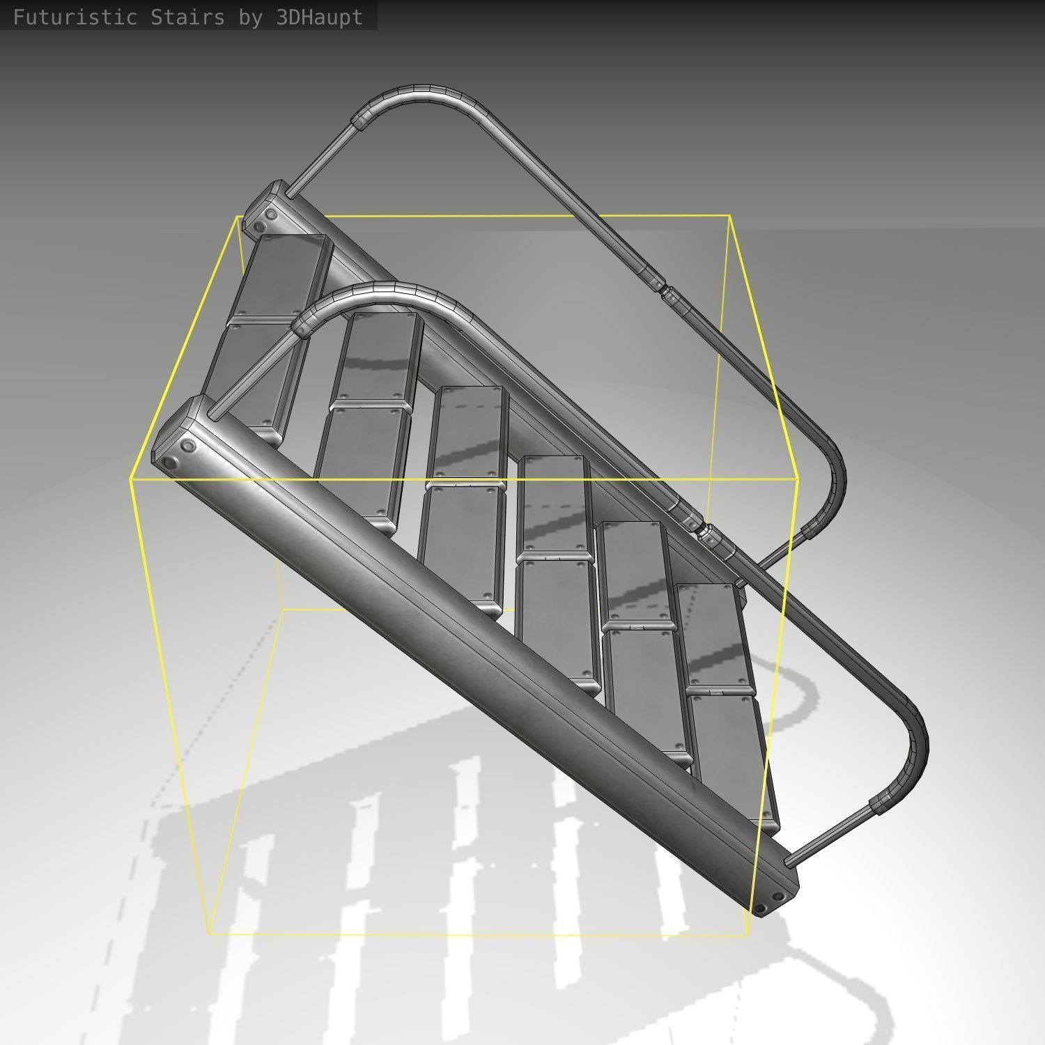 Futuristic Stairs - 19 - Basic Textures Low-poly 3D model_4