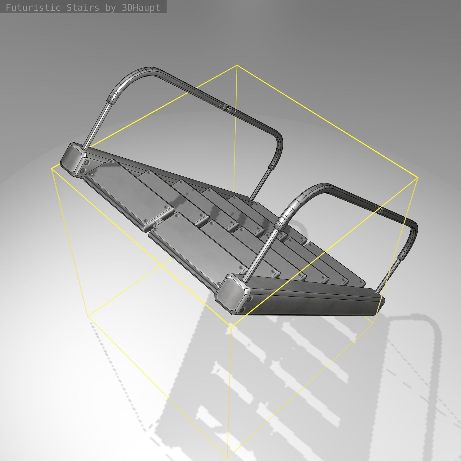 Futuristic Stairs - 19 - Basic Textures Low-poly 3D model_17