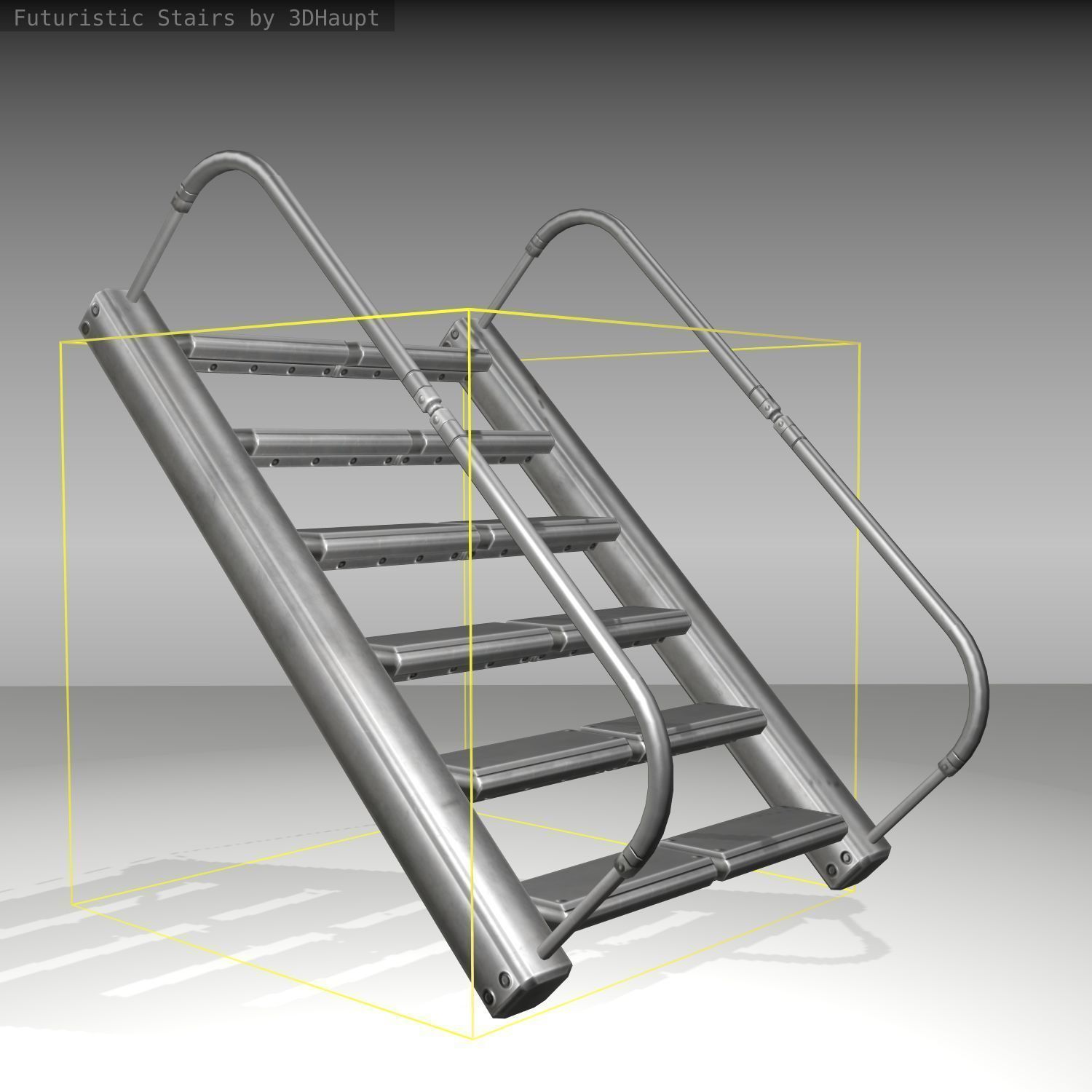 Futuristic Stairs - 19 - Basic Textures Low-poly 3D model_12