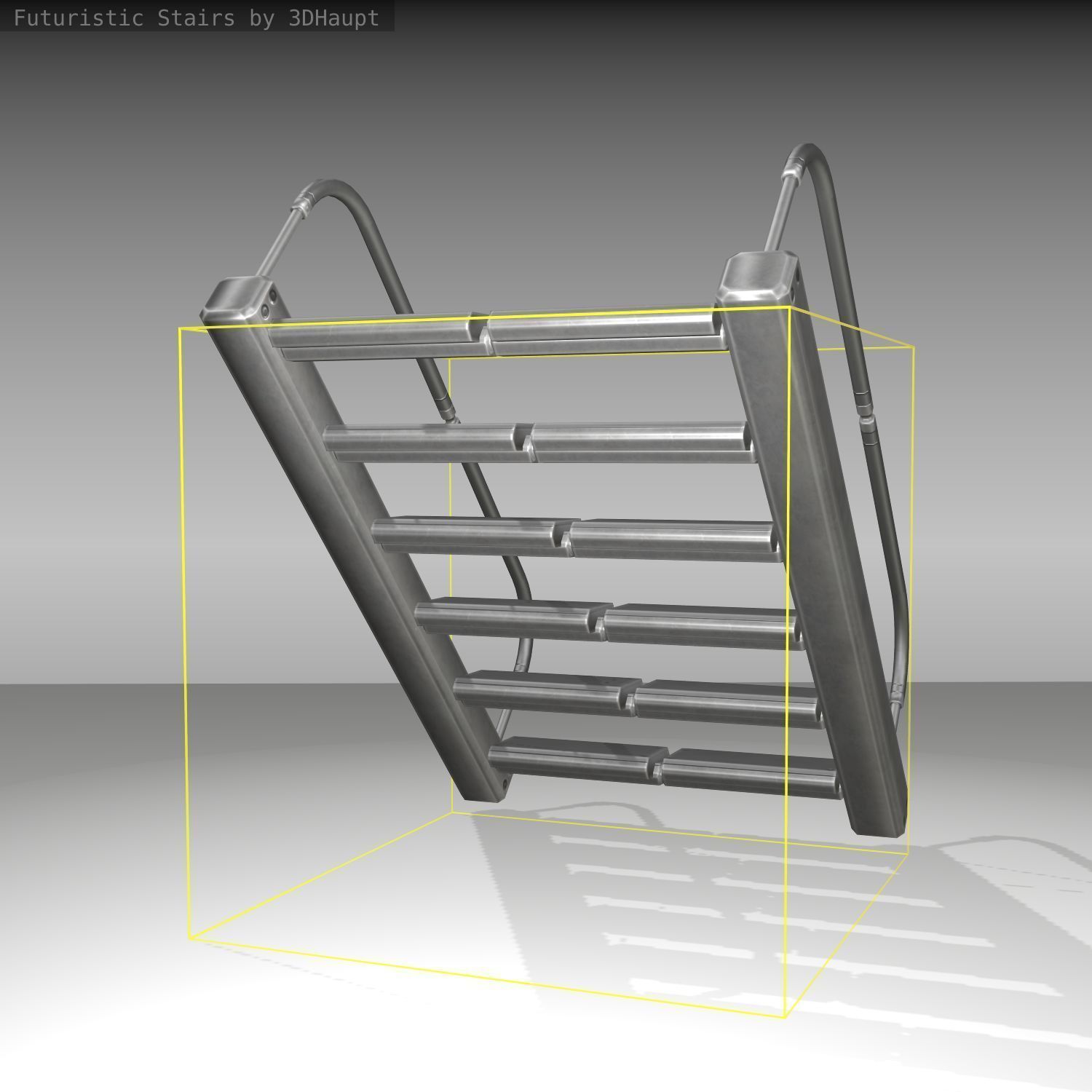 Futuristic Stairs - 19 - Basic Textures Low-poly 3D model_10