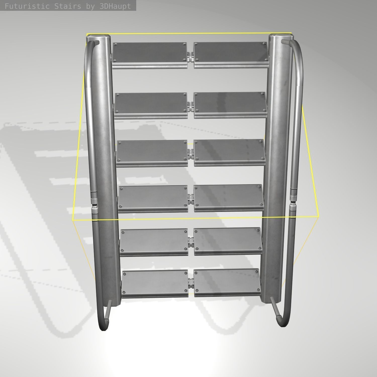 Futuristic Stairs - 19 - Basic Textures Low-poly 3D model_14