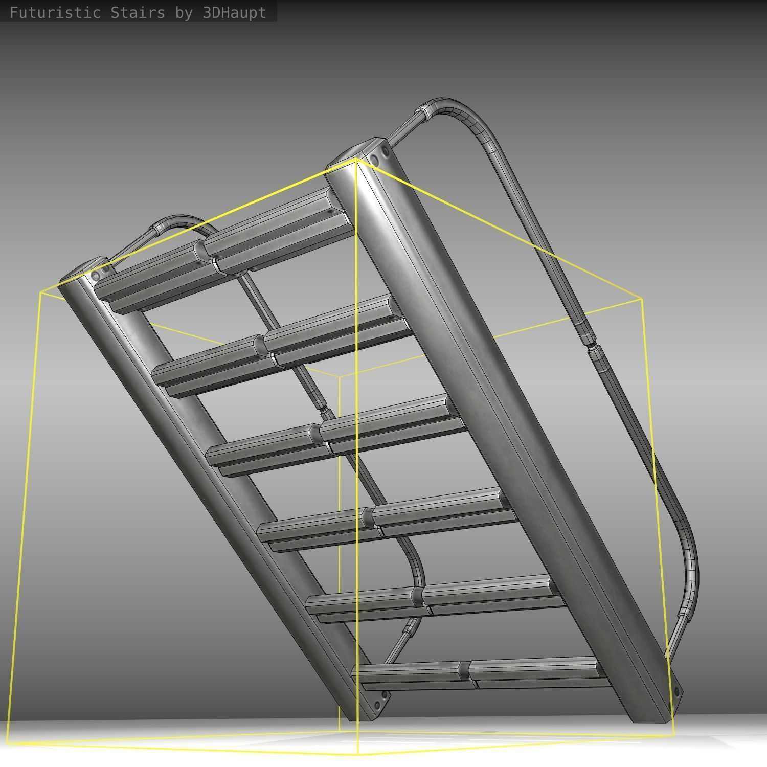 Futuristic Stairs - 19 - Basic Textures Low-poly 3D model_20