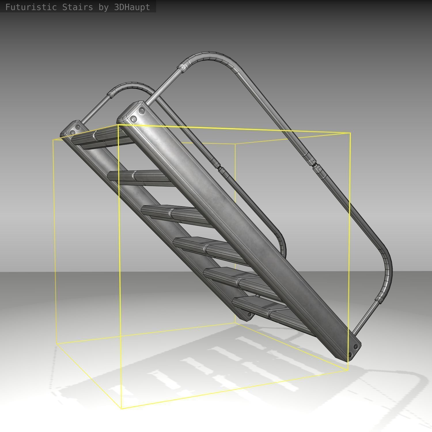 Futuristic Stairs - 19 - Basic Textures Low-poly 3D model_11