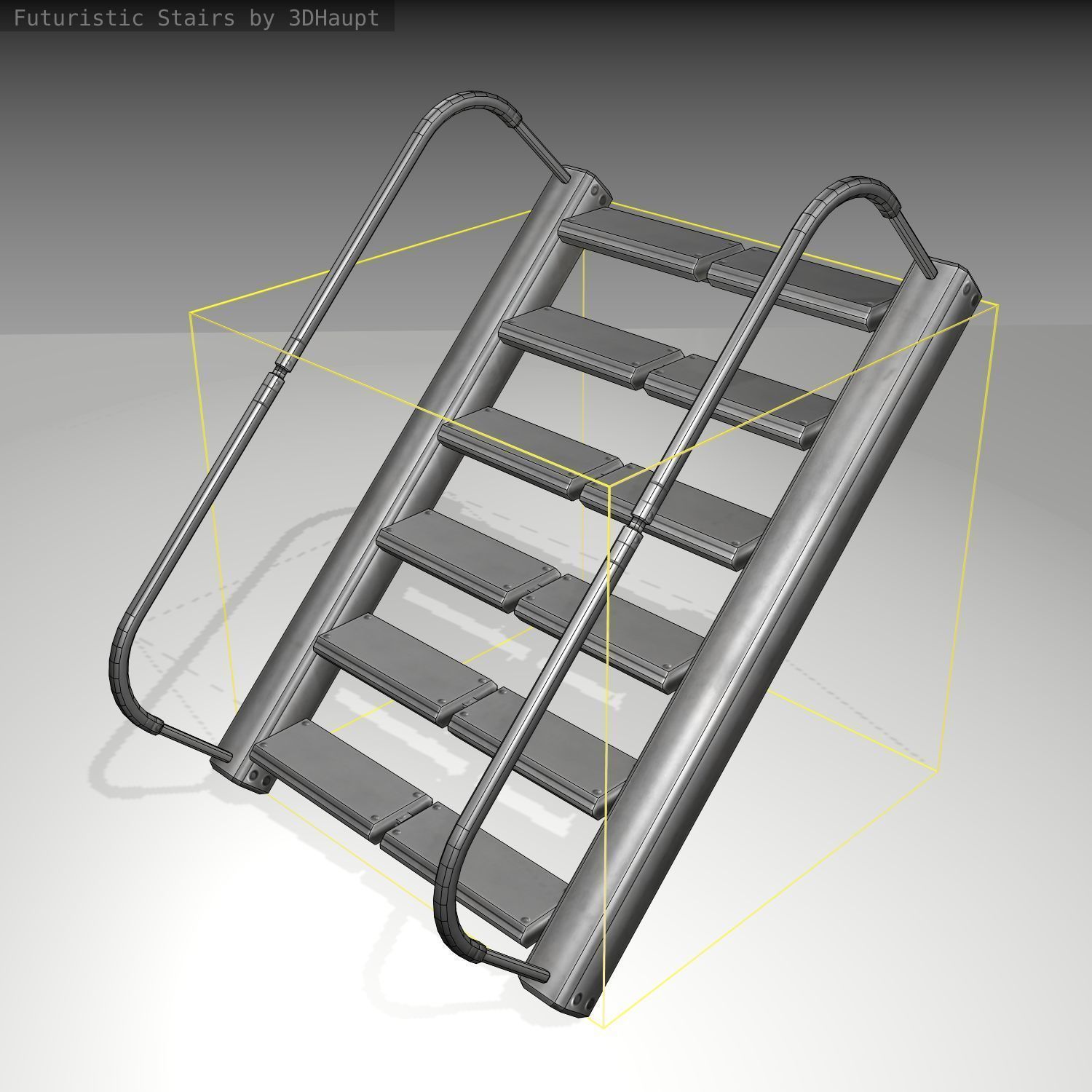 Futuristic Stairs - 19 - Basic Textures Low-poly 3D model_7