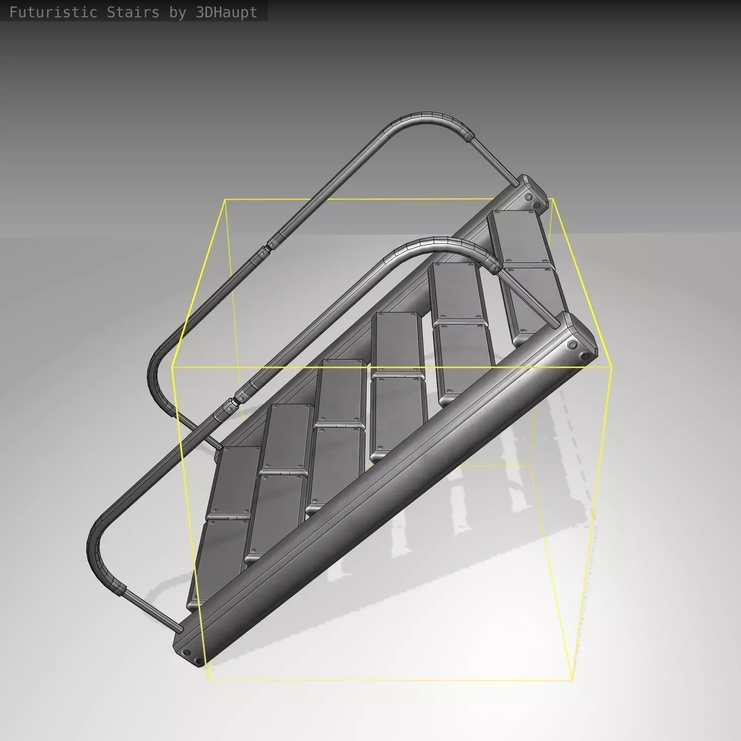 Futuristic Stairs - 19 - Basic Textures Low-poly 3D model_0
