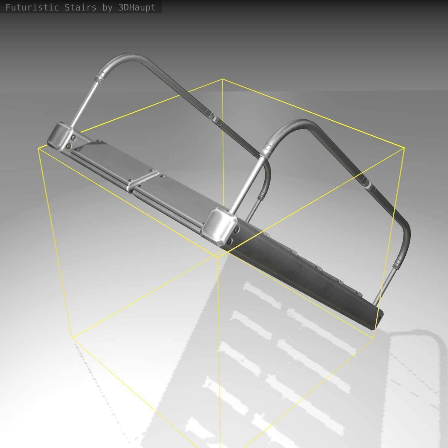 Futuristic Stairs - 19 - Basic Textures Low-poly 3D model_3