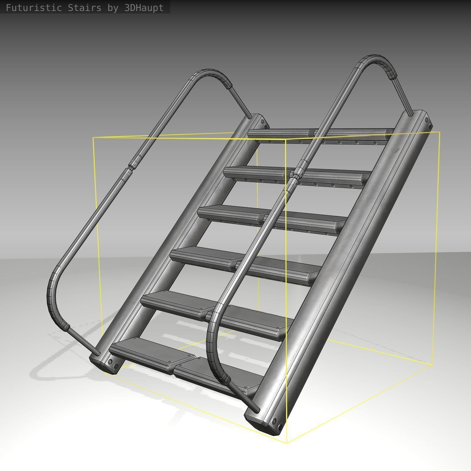 Futuristic Stairs - 19 - Basic Textures Low-poly 3D model_22