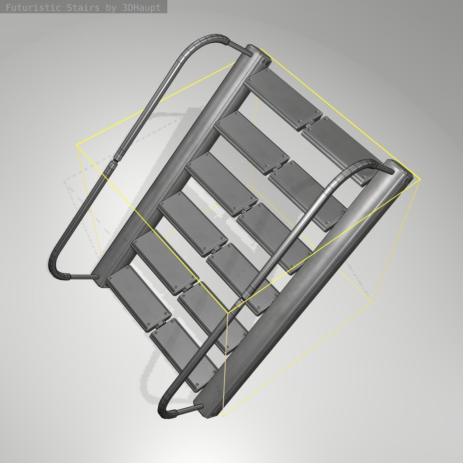 Futuristic Stairs - 19 - Basic Textures Low-poly 3D model_15