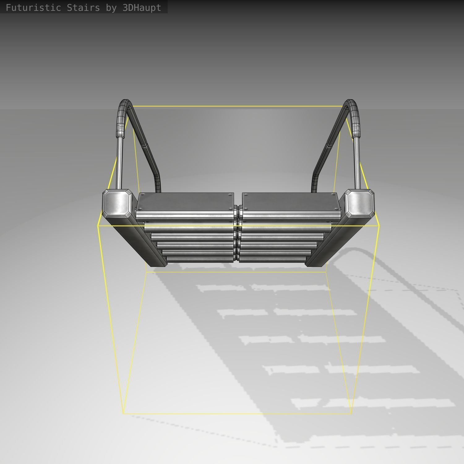 Futuristic Stairs - 19 - Basic Textures Low-poly 3D model_2