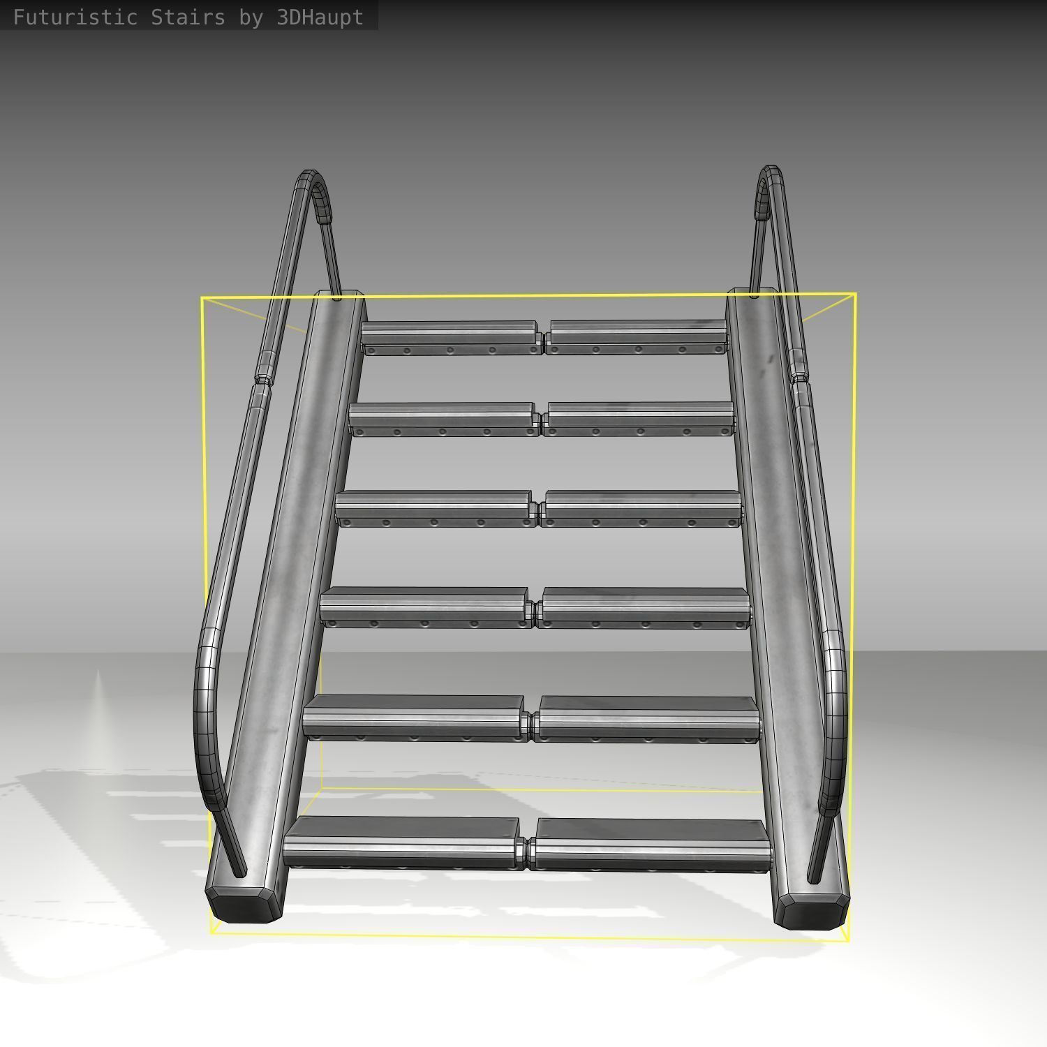 Futuristic Stairs - 19 - Basic Textures Low-poly 3D model_13