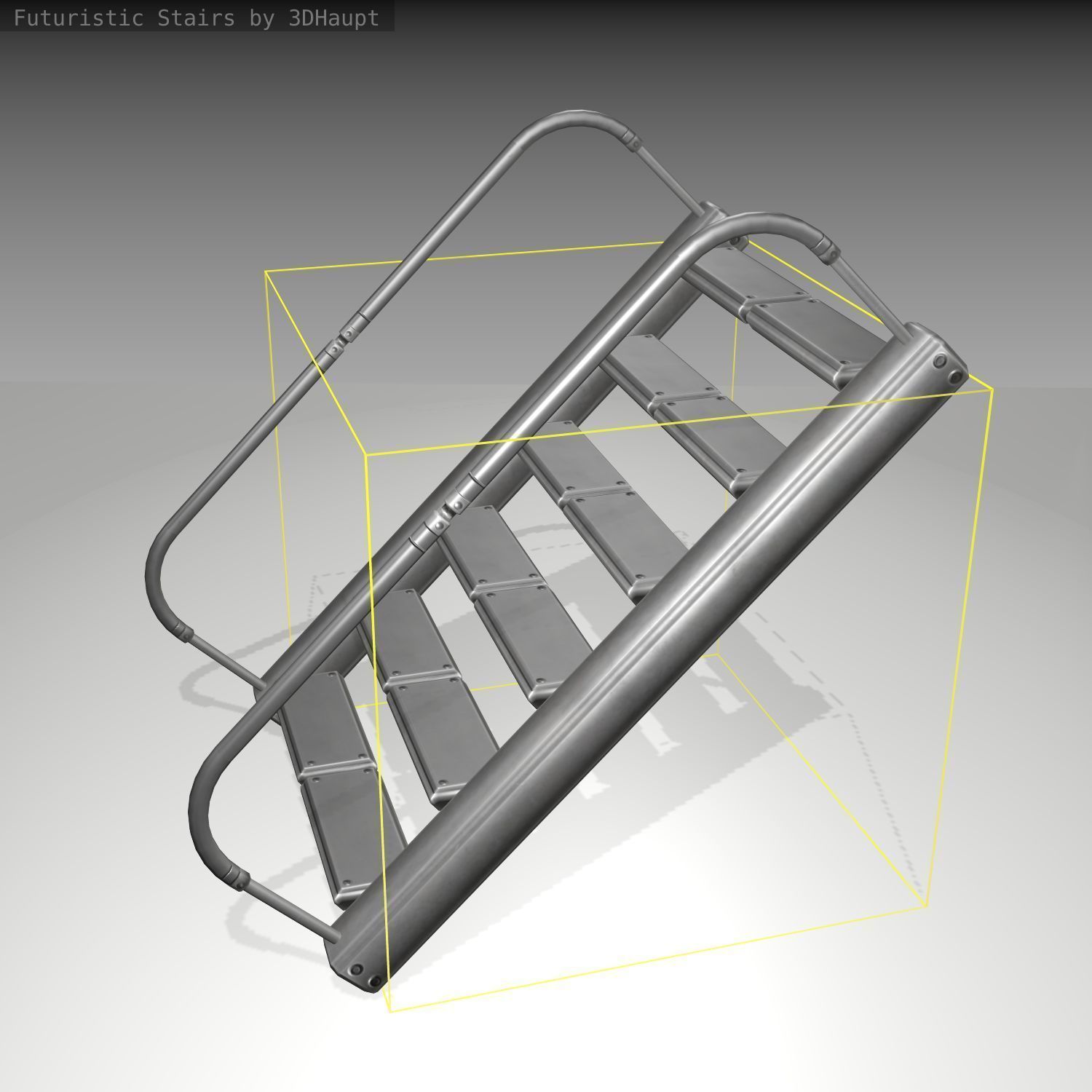 Futuristic Stairs - 19 - Basic Textures Low-poly 3D model_23