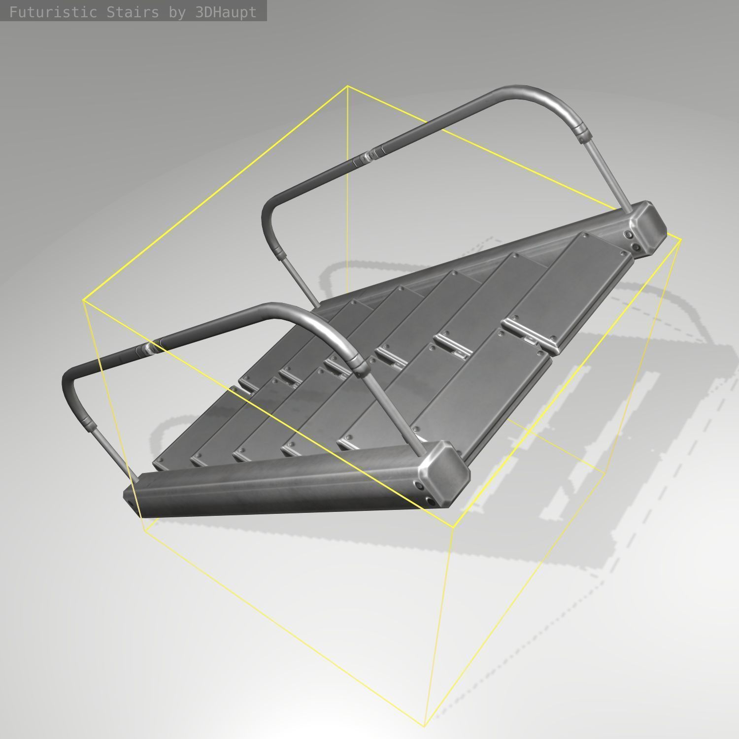 Futuristic Stairs - 19 - Basic Textures Low-poly 3D model_16