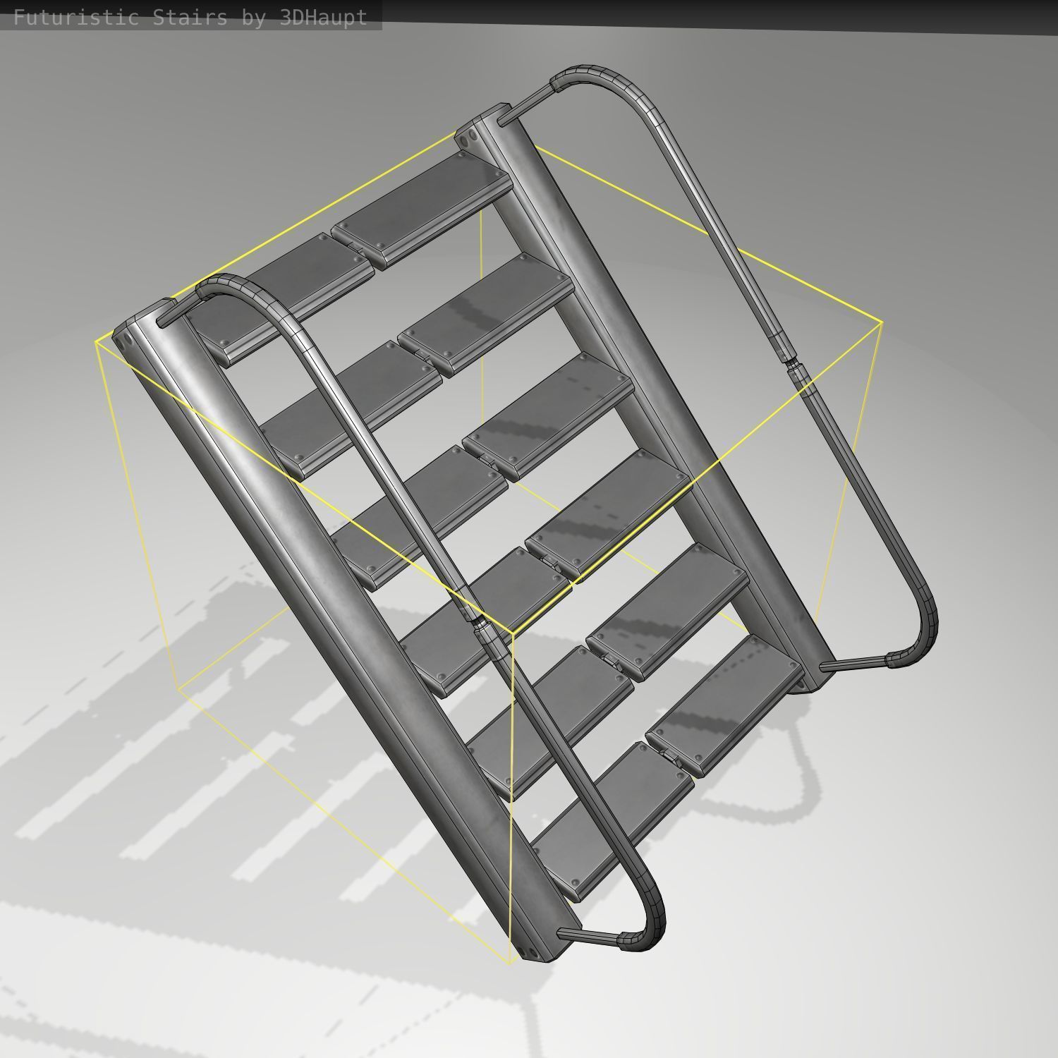 Futuristic Stairs - 19 - Basic Textures Low-poly 3D model_18