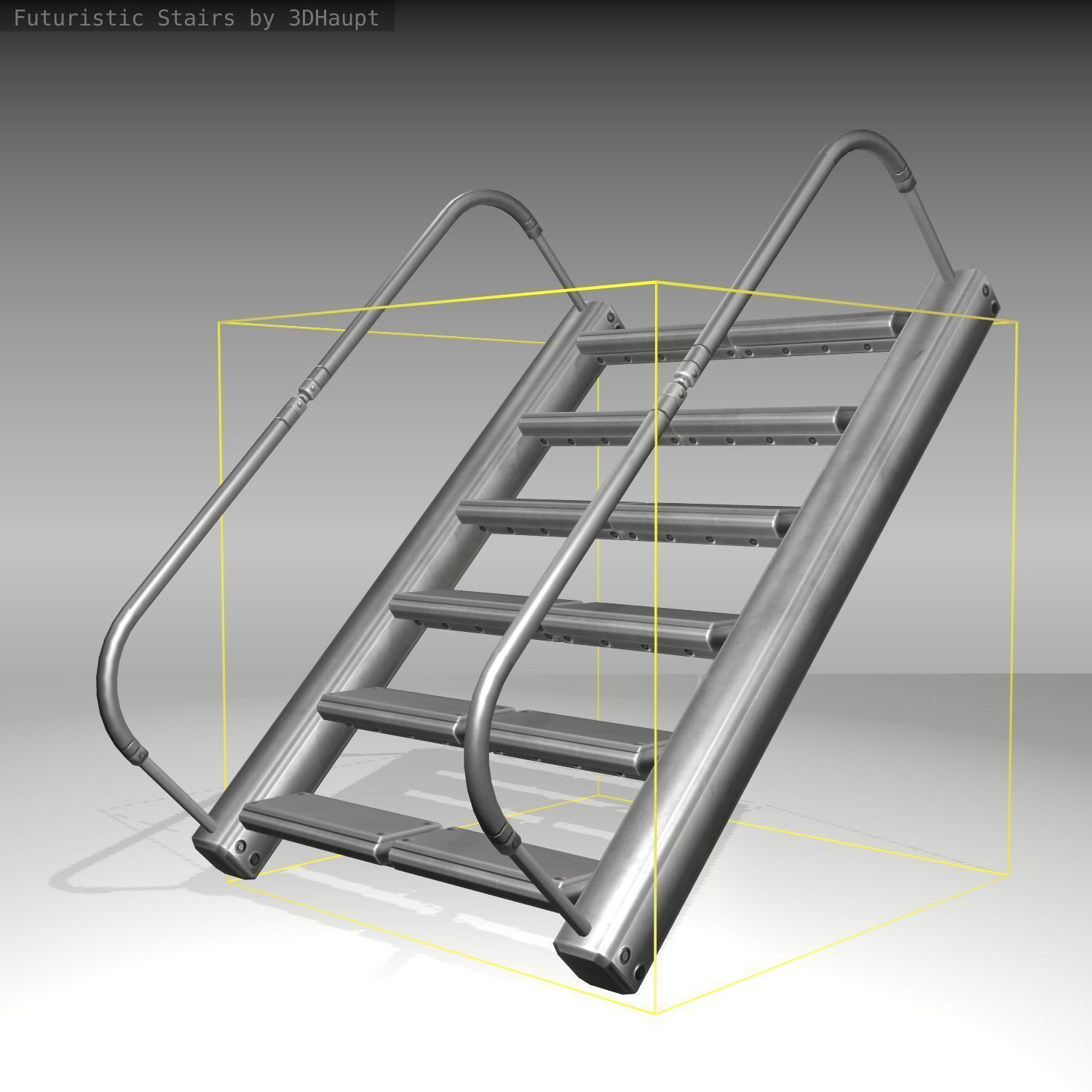 Futuristic Stairs - 19 - Basic Textures Low-poly 3D model_8