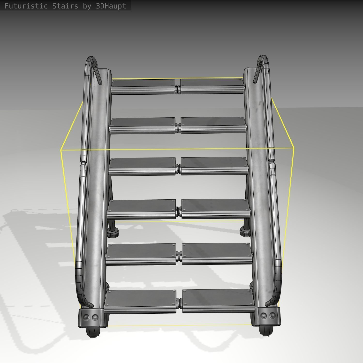 Futuristic Stairs - 20 - Basic Textures Low-poly 3D model_6